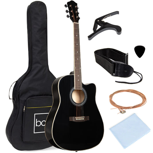Full Size Beginner Acoustic Guitar Set with Case, Strap, Capo - 41in