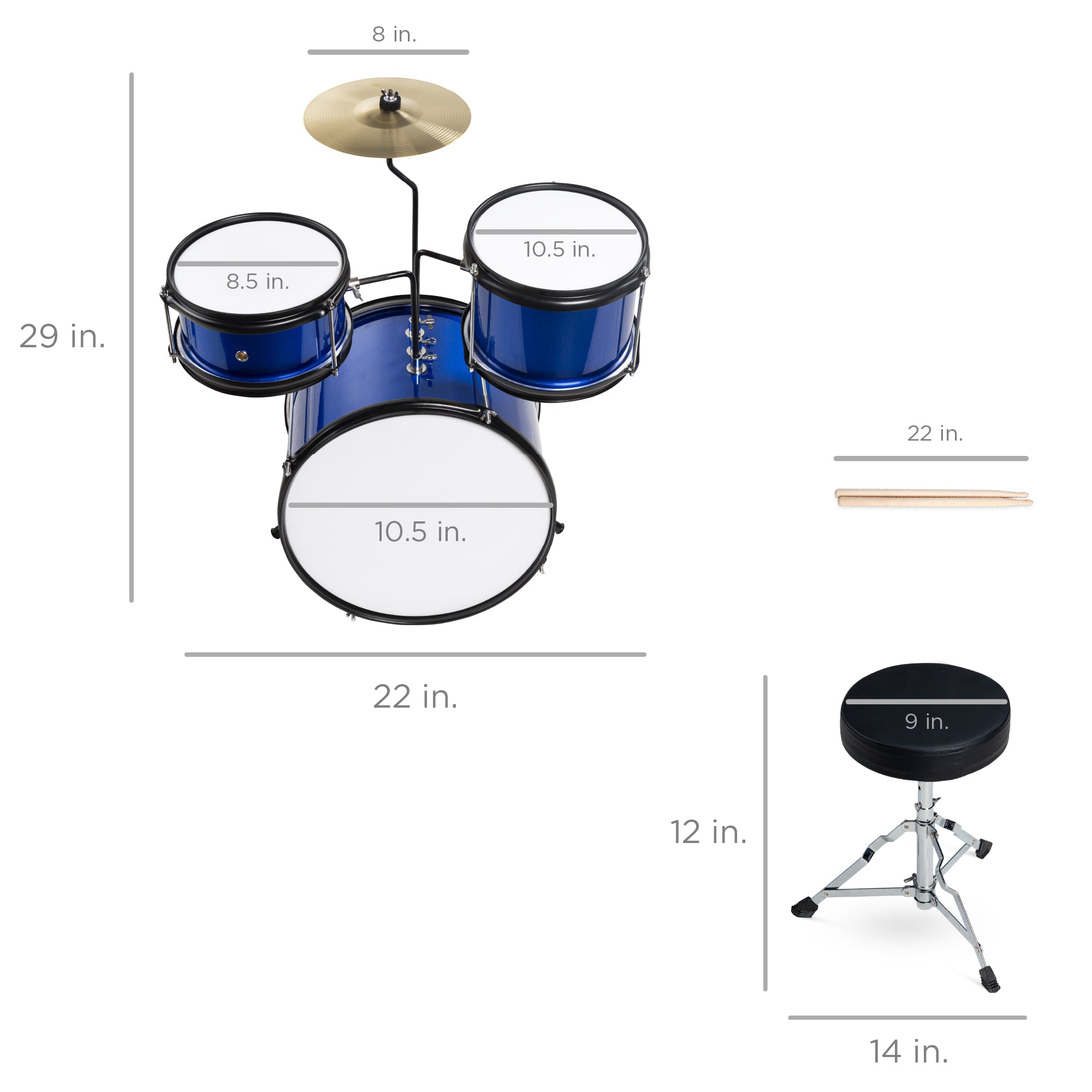 Best Choice Products 5-Piece Beginner Drum Set w/ Snare, Bass, Toms,  Cymbal, Hi-Hat, Sticks, Chair, Drum Pedal - Black