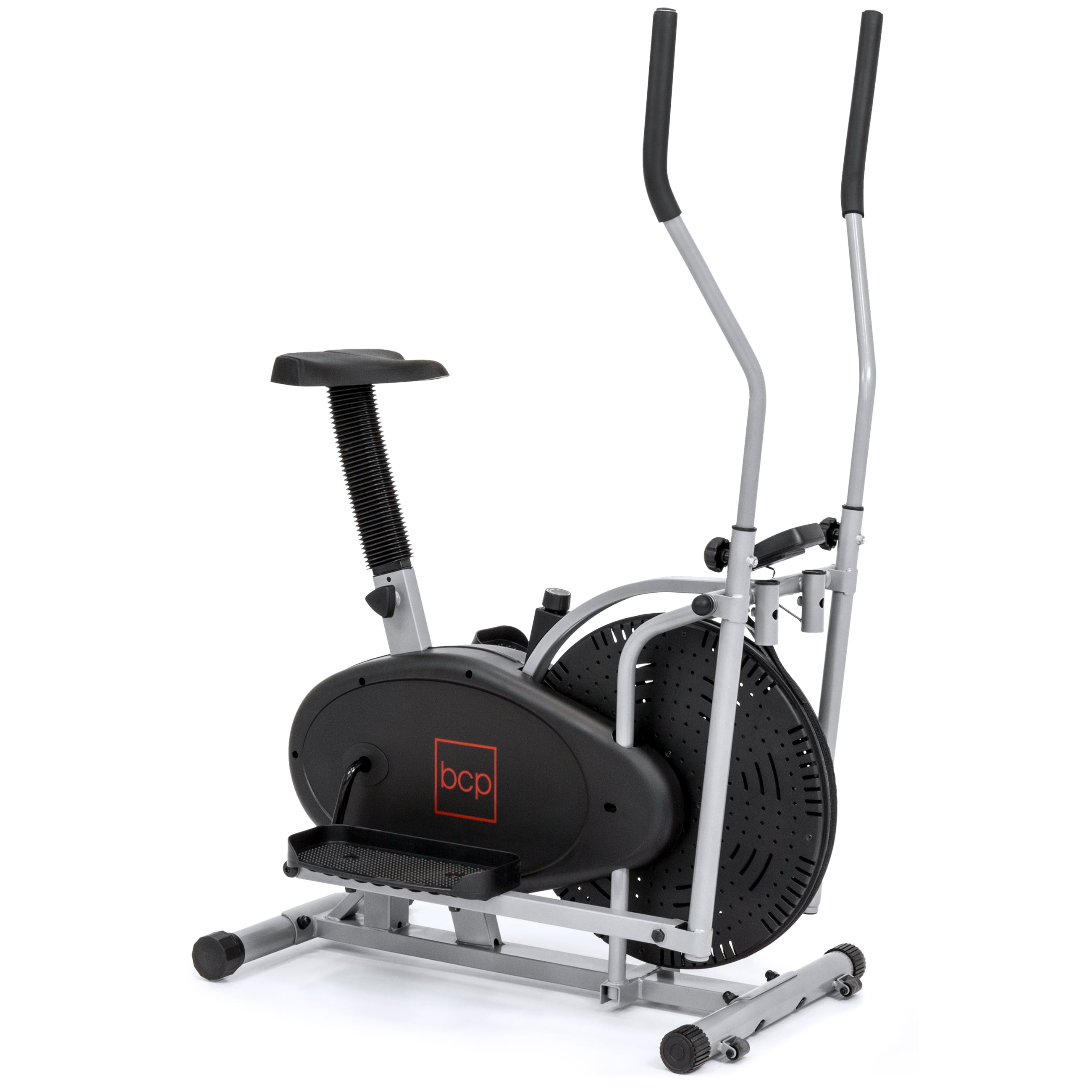 2 in 1 Elliptical Trainer and Exercise Bike Workout Machine w LCD Dis Best Choice Products