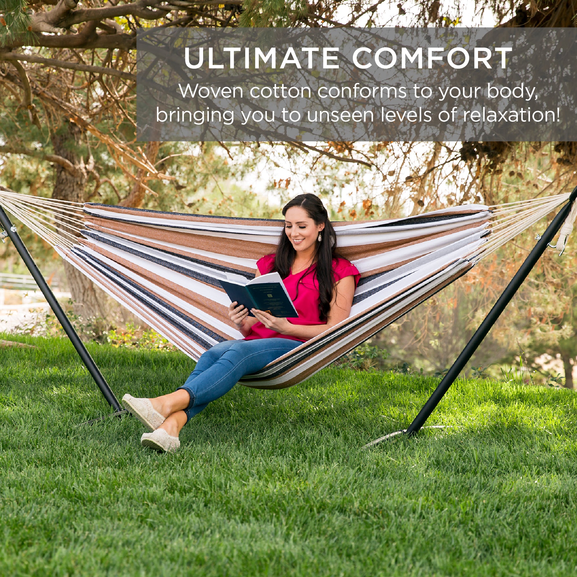 2-Person Brazilian-Style Double Hammock w/ Carrying Bag and Steel