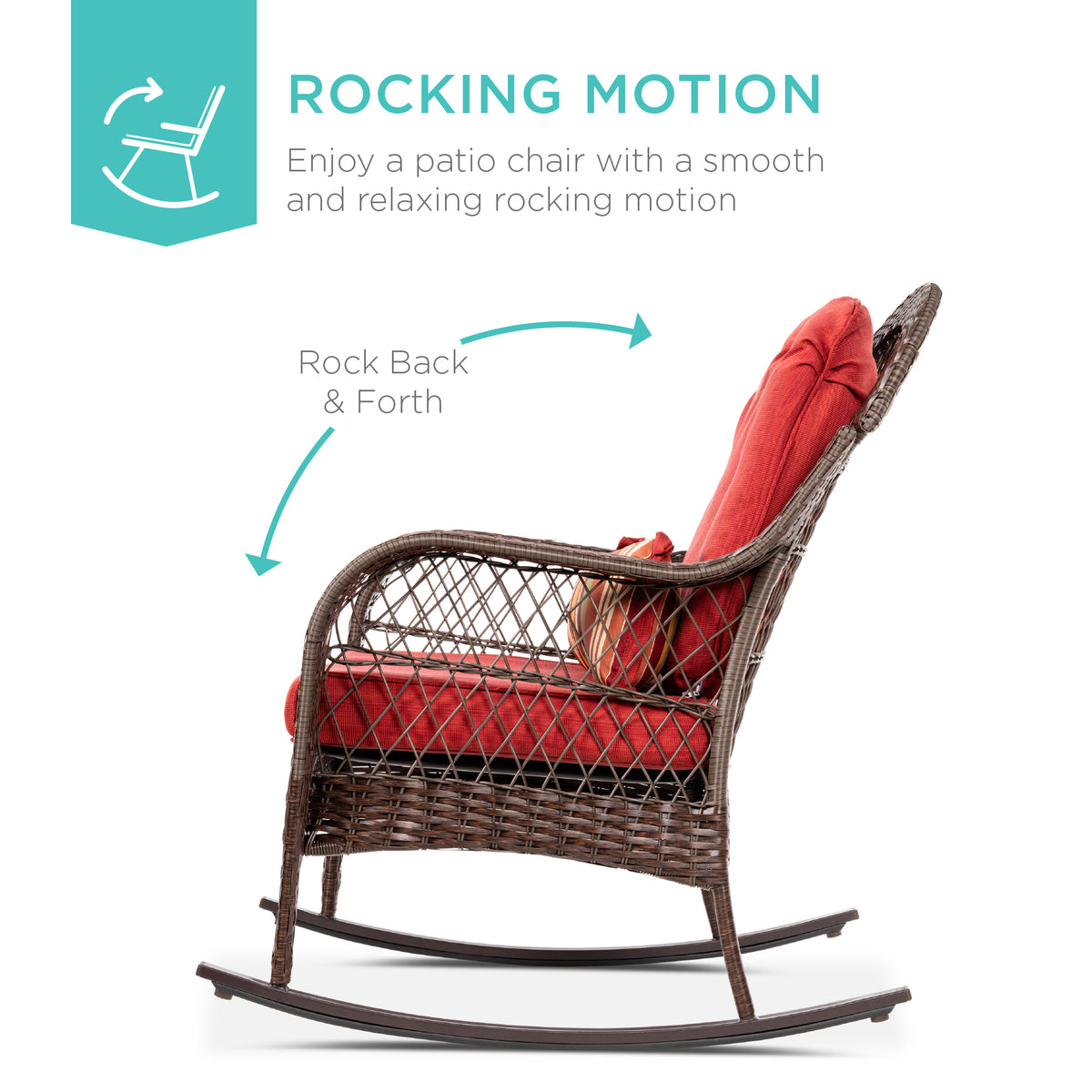 Steel Spring Rocker Chair Wicker Wicker Rocking Chair w/ Steel Frame & Cushions | Best Choice Products