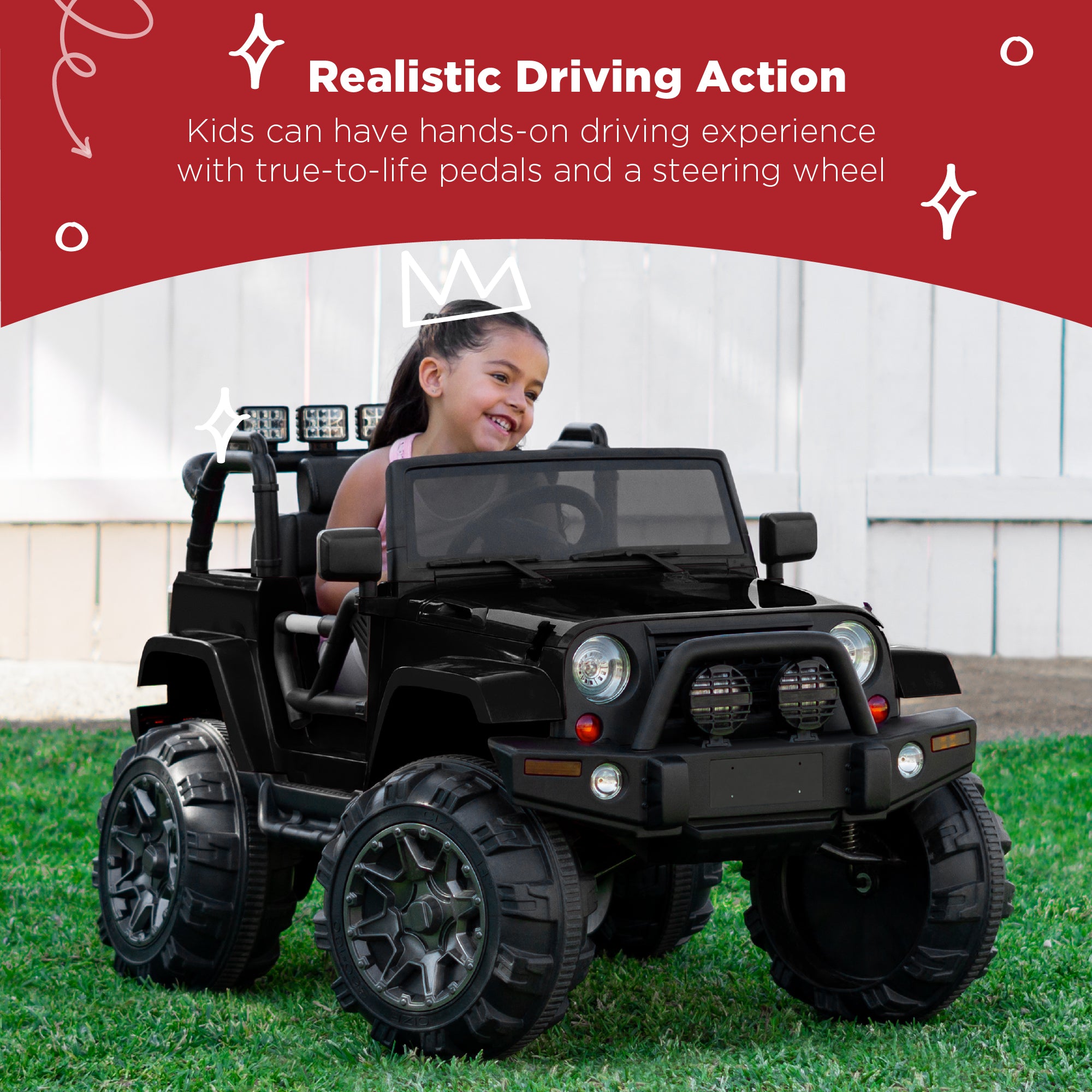 Costzon Ride On Car, 12V Battery Powered Electric Ride On Truck w/Parental  Remote Control, LED Lights, Double Open Doors, Safety Belt, Music, MP3