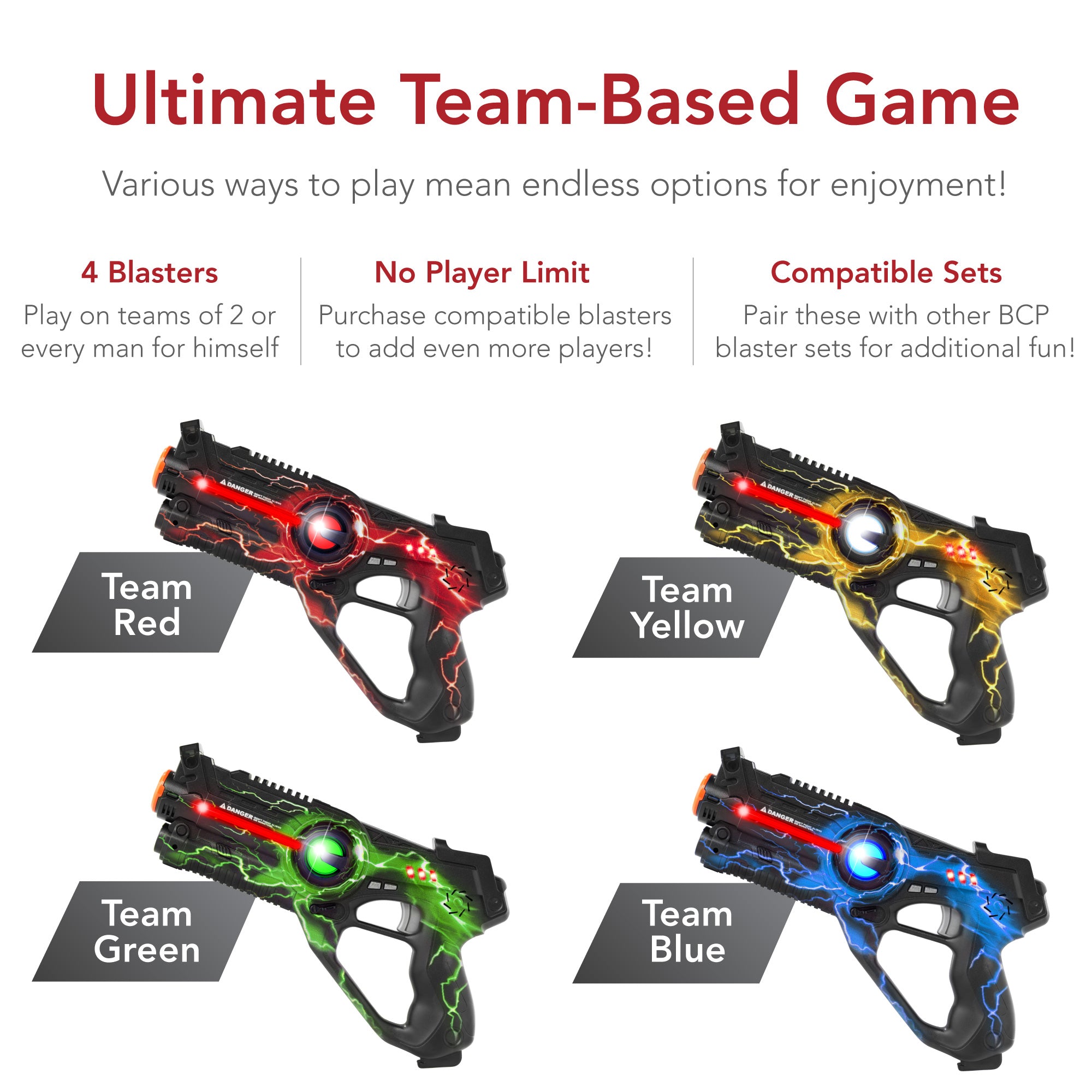 Set of 4 Rechargeable Laser Tag Blasters w/ Docking Station, No Vests –  Best Choice Products