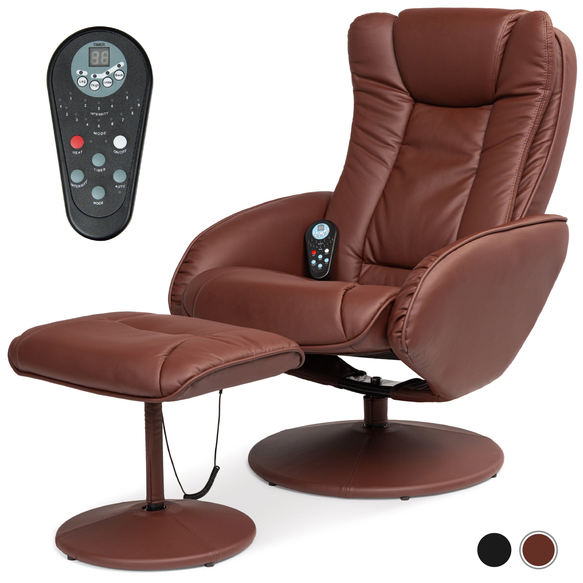 Faux Leather Electric Massage Recliner Chair w/ Stool Ottoman
