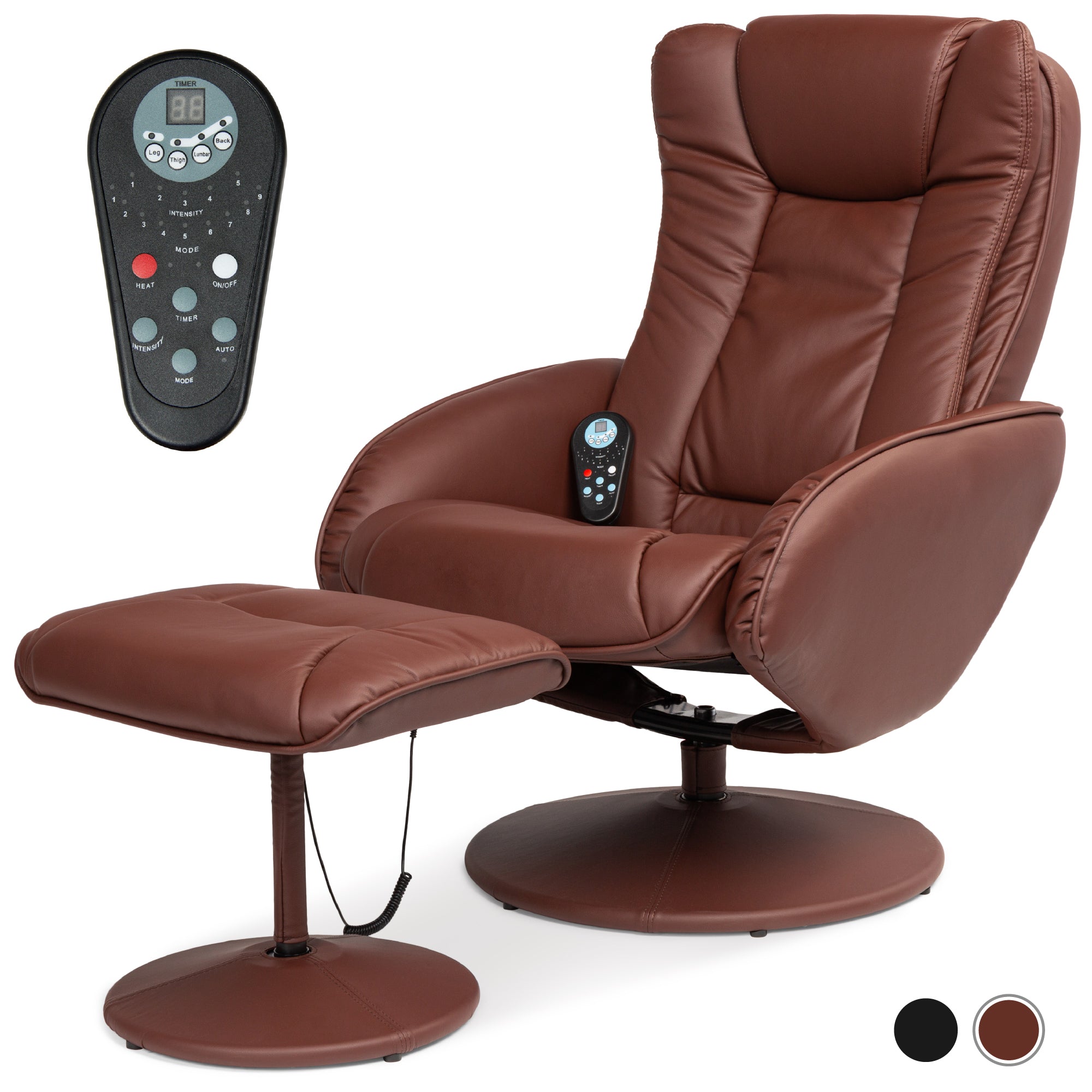 Faux Leather Electric Massage Recliner Chair w/ Stool Ottoman