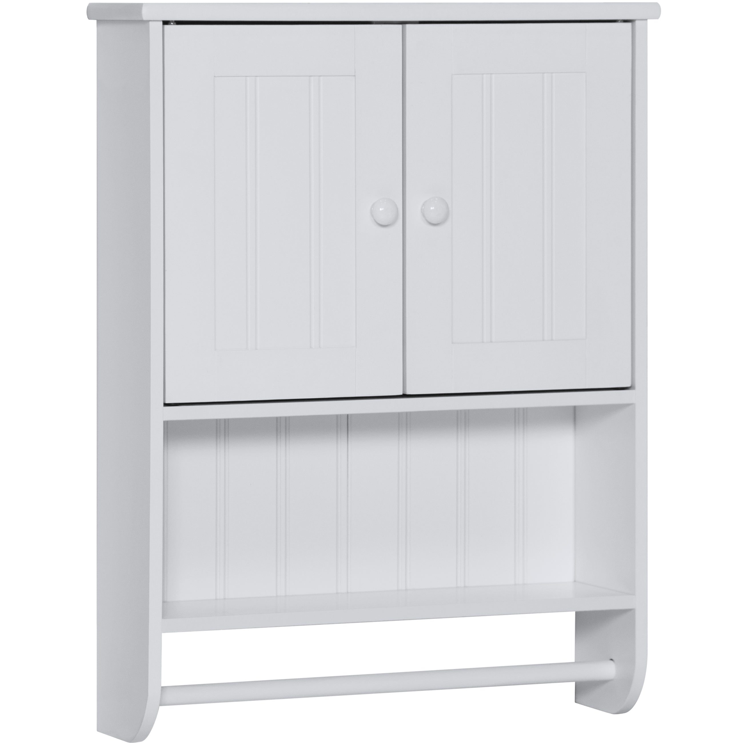 White bathroom cabinet with towel online bar