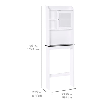 Costway Over The Toilet Storage Cabinet Bathroom Space Saver w/ Open  Shelves & Door in 2023