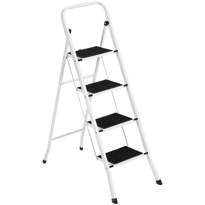 Folding Steel 4-Step Ladder w/ Hand Rail, Wide Steps, 330lbs