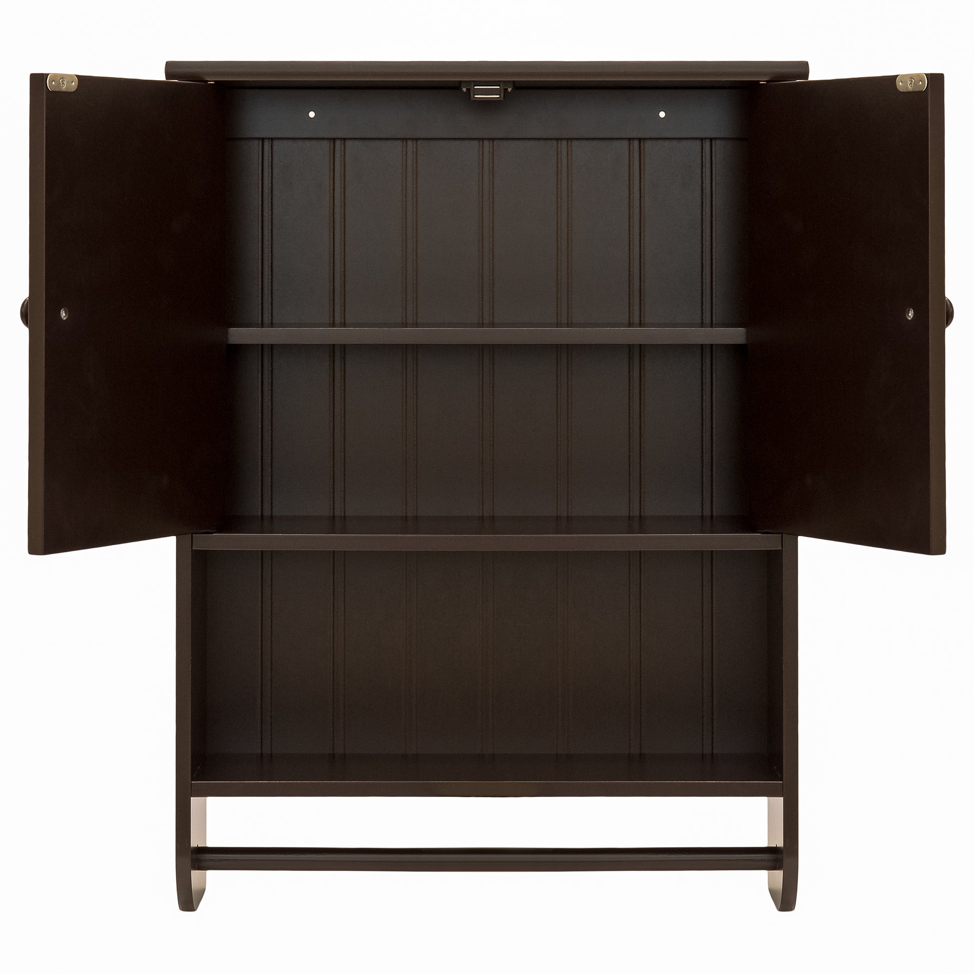 Bathroom Wall Storage Organization Cabinet w/ Double Doors, Towel Bar