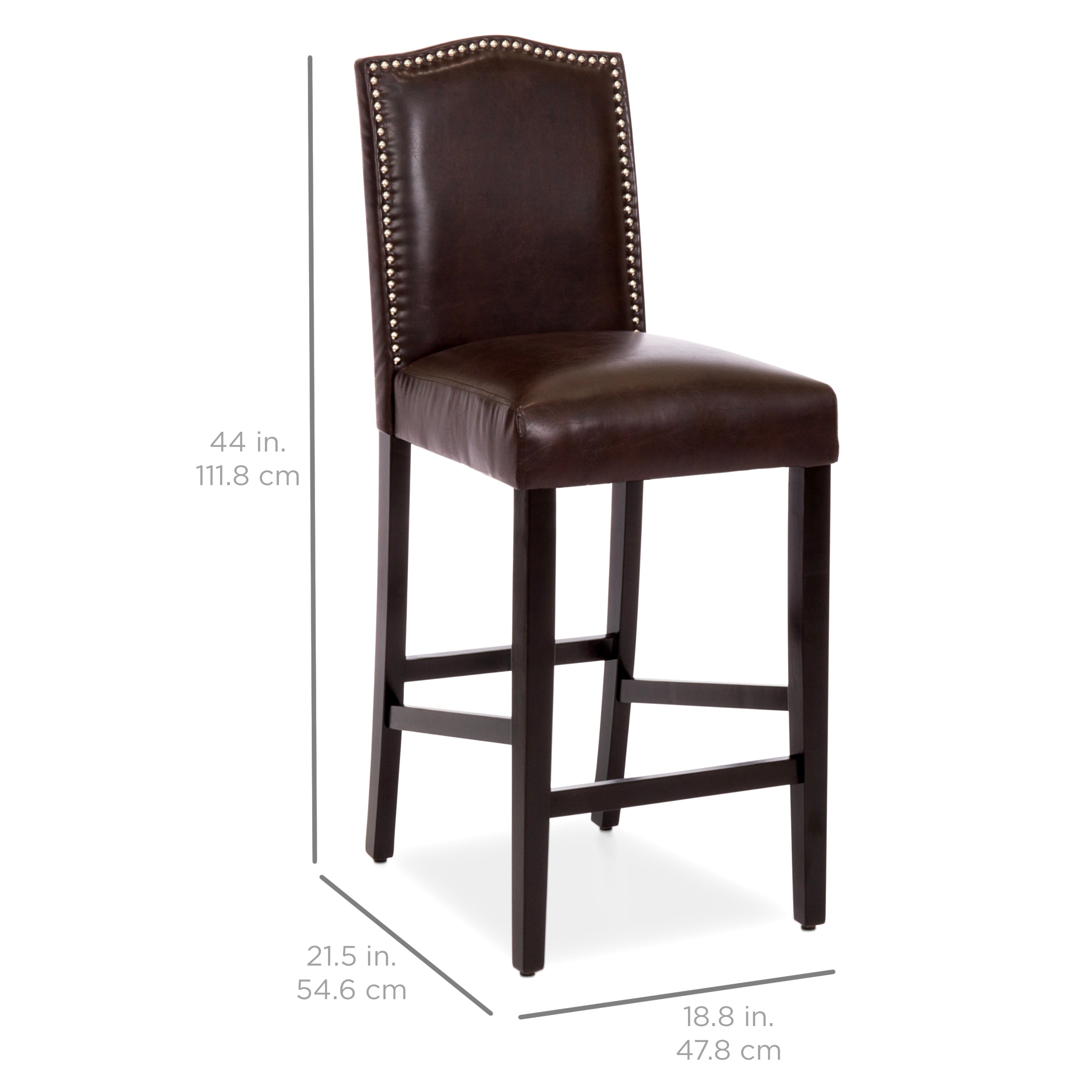 Set of 2 30in Faux Leather Counter Height Bar Stools