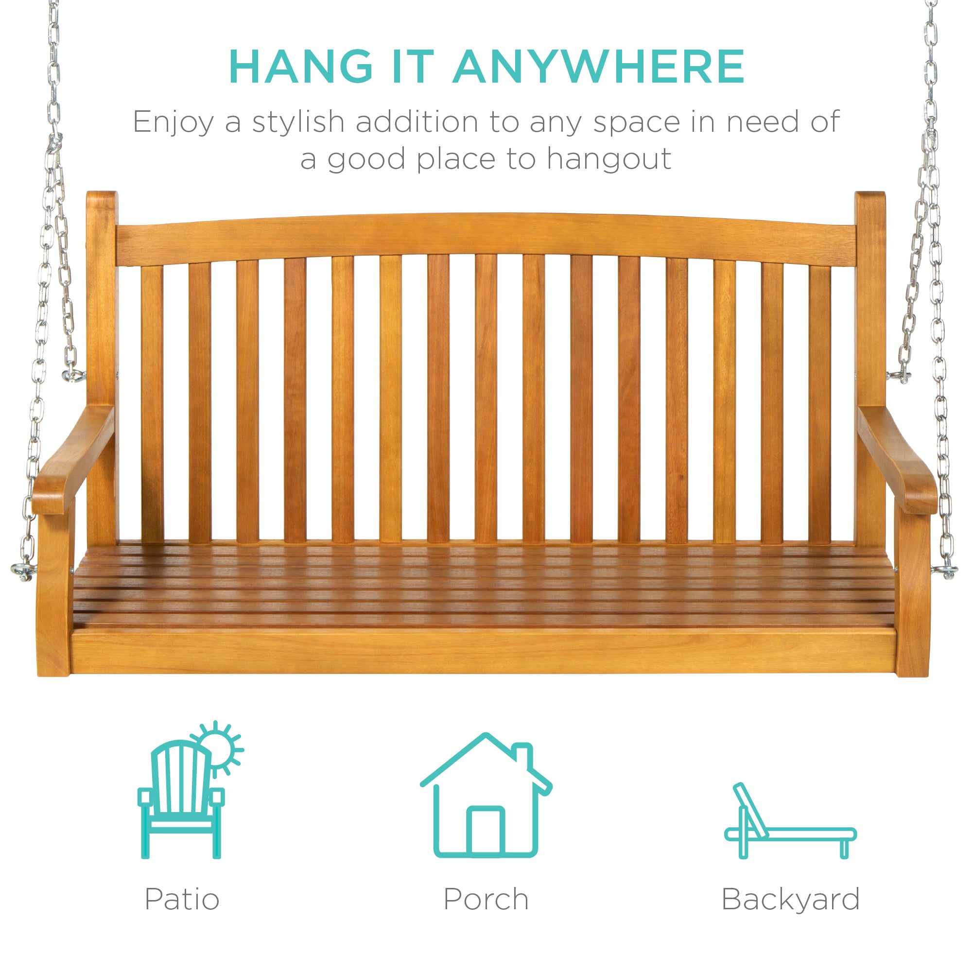 〈現状渡し〉Wake&Dean swing back bench ベンチ Curved Back Wooden Porch Swing | Best Choice Products
