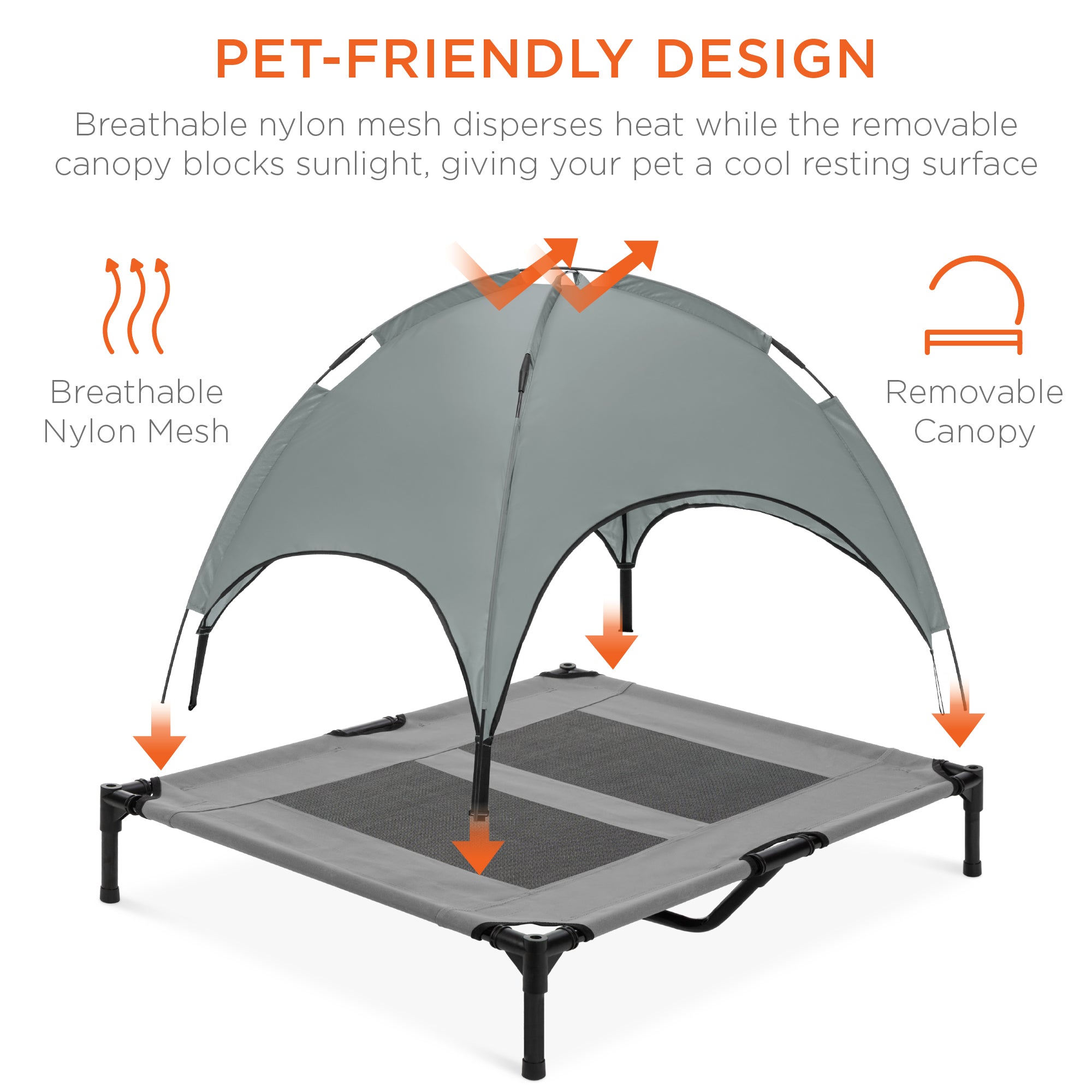 36in Outdoor Raised Cooling Pet Dog Bed w/ Canopy, Travel Bag