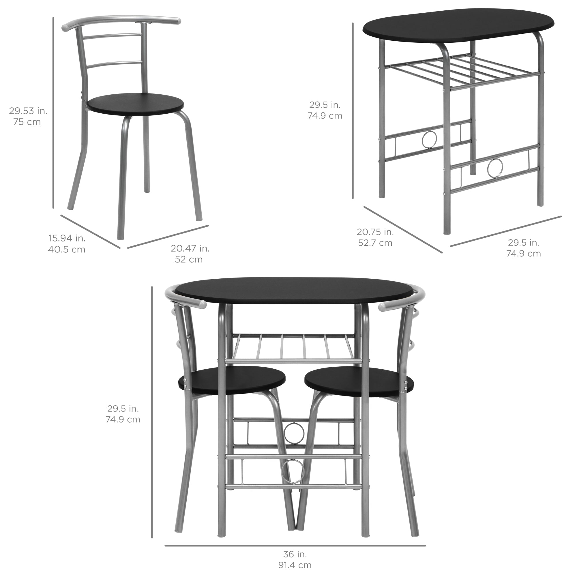 Jakahri 3 - Piece Dining Set Latitude Run® Table Top Color: White