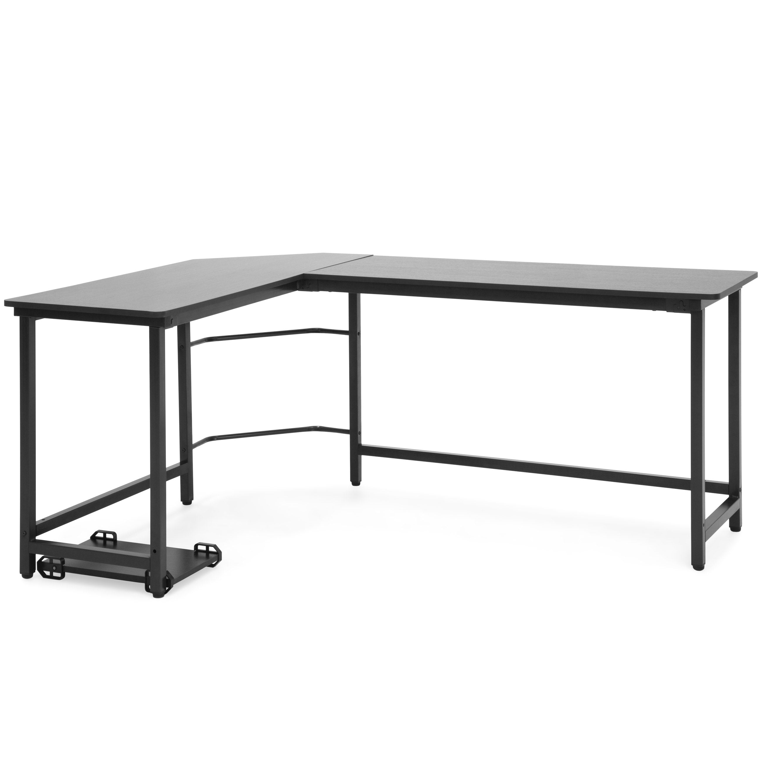 Modern L-Shaped Corner Computer Desk Table Workstation w/ CPU Stand 