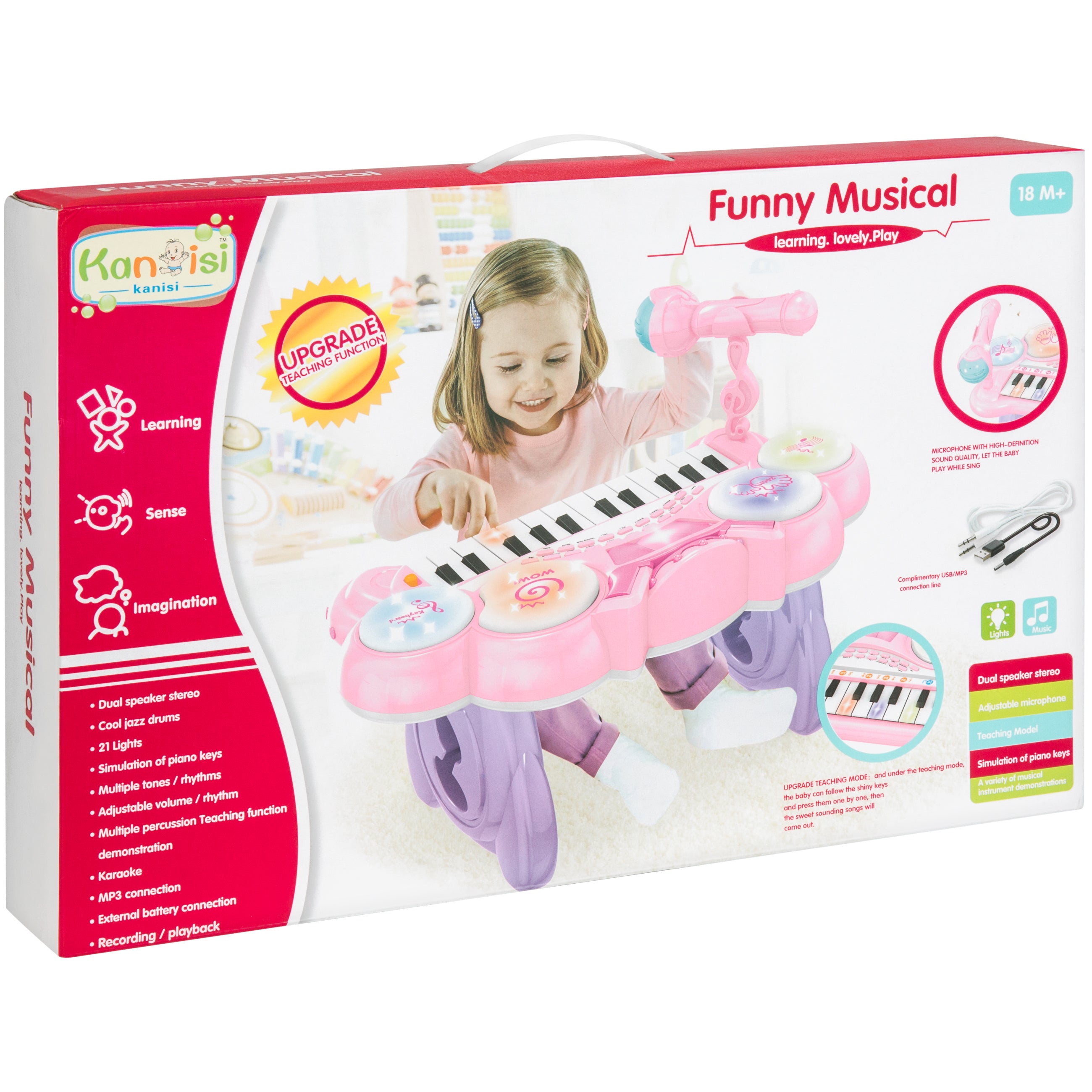 24-Key Kids Musical Electronic Keyboard Piano w/ Drums, Microphone, MP3