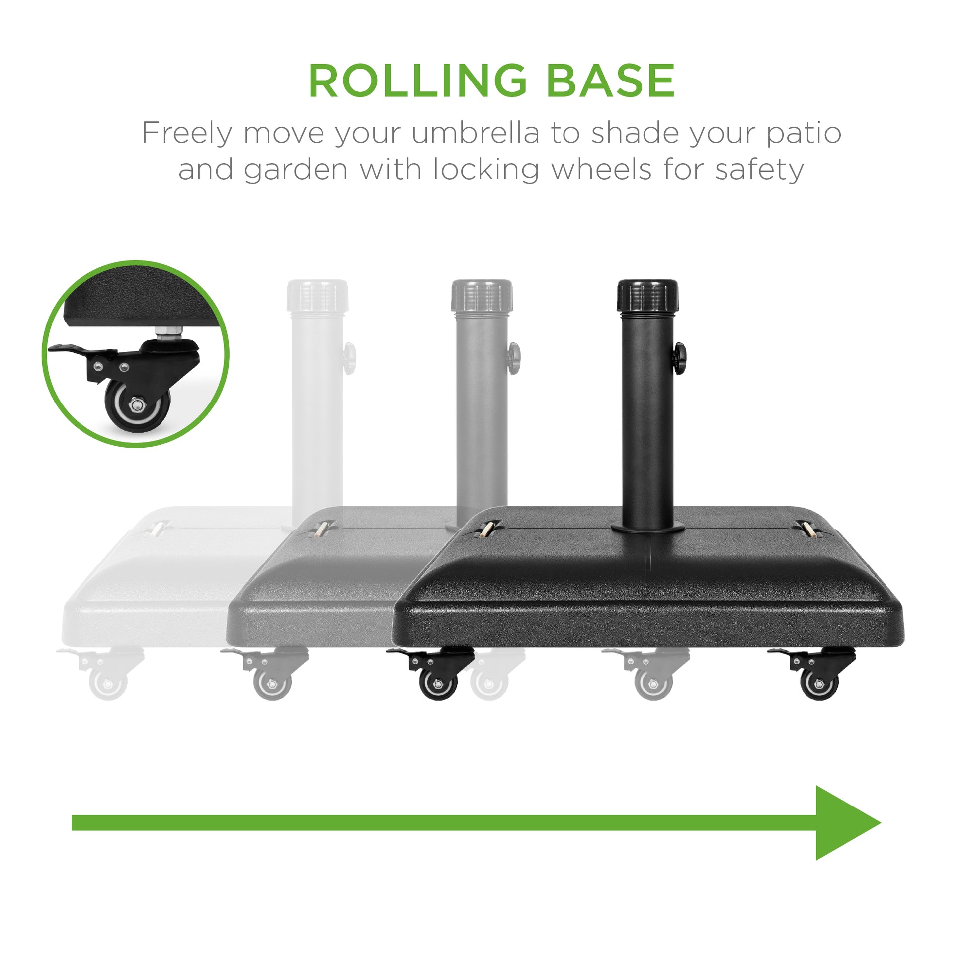 concrete patio umbrella stand Best Choice Products 81lb. Heavy Duty Patio Square Concrete Rolling Umbrella Base Stand with Locking Wheels, Handles -Black
