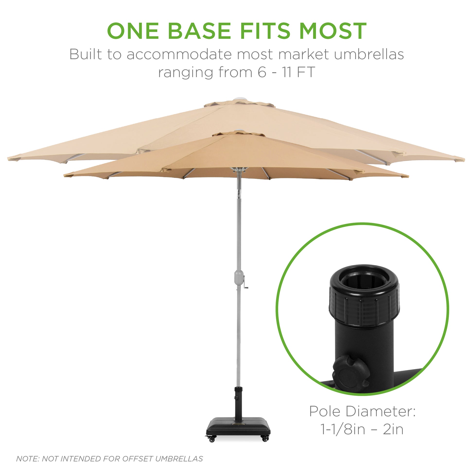 base stand for a 11 patio umbrella Best Choice Products 81lb. Heavy Duty Patio Square Concrete Rolling Umbrella Base Stand with Locking Wheels, Handles -Black