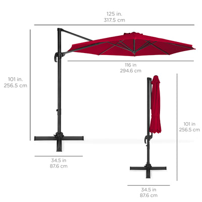  LE CONTE LYON 10 ft. Cantilever Umbrella with 360 Degree  Rotation, Outdoor Aluminum Offset Patio Umbrella Market Hanging Umbrellas