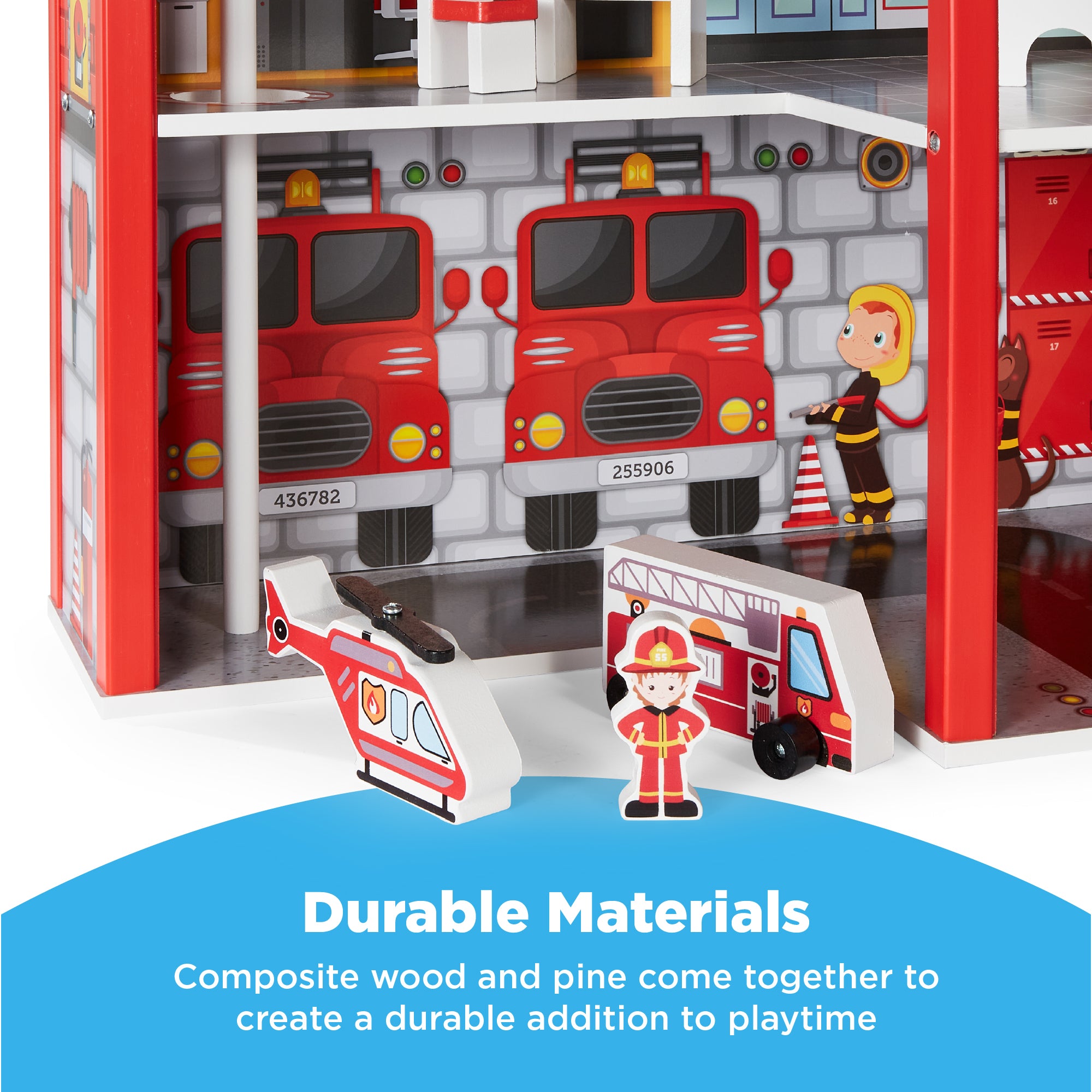 Wooden fire engine and hot sale station