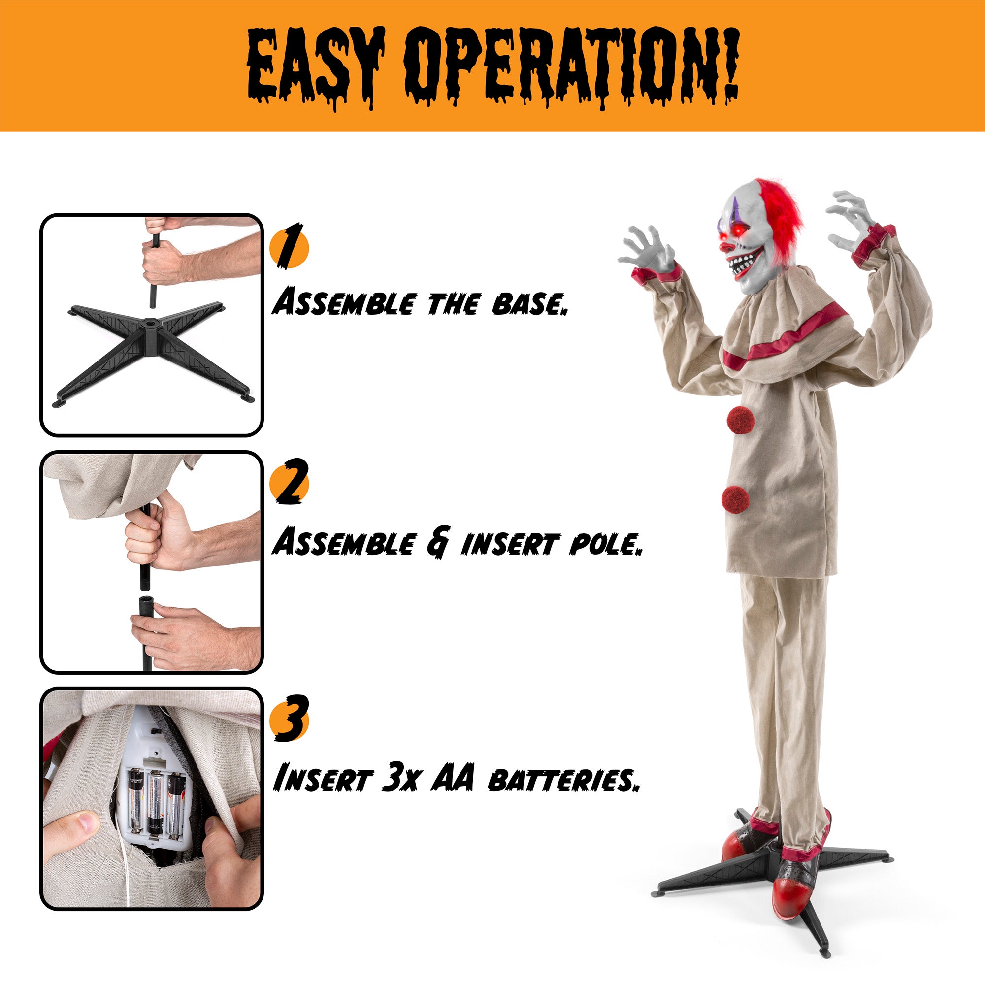 Scary Harry the Motion Activated Animatronic Killer Clown Halloween Prop