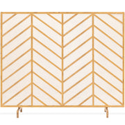 Single Panel Iron Chevron Fireplace Screen w/ Antique Finish - 38x31in