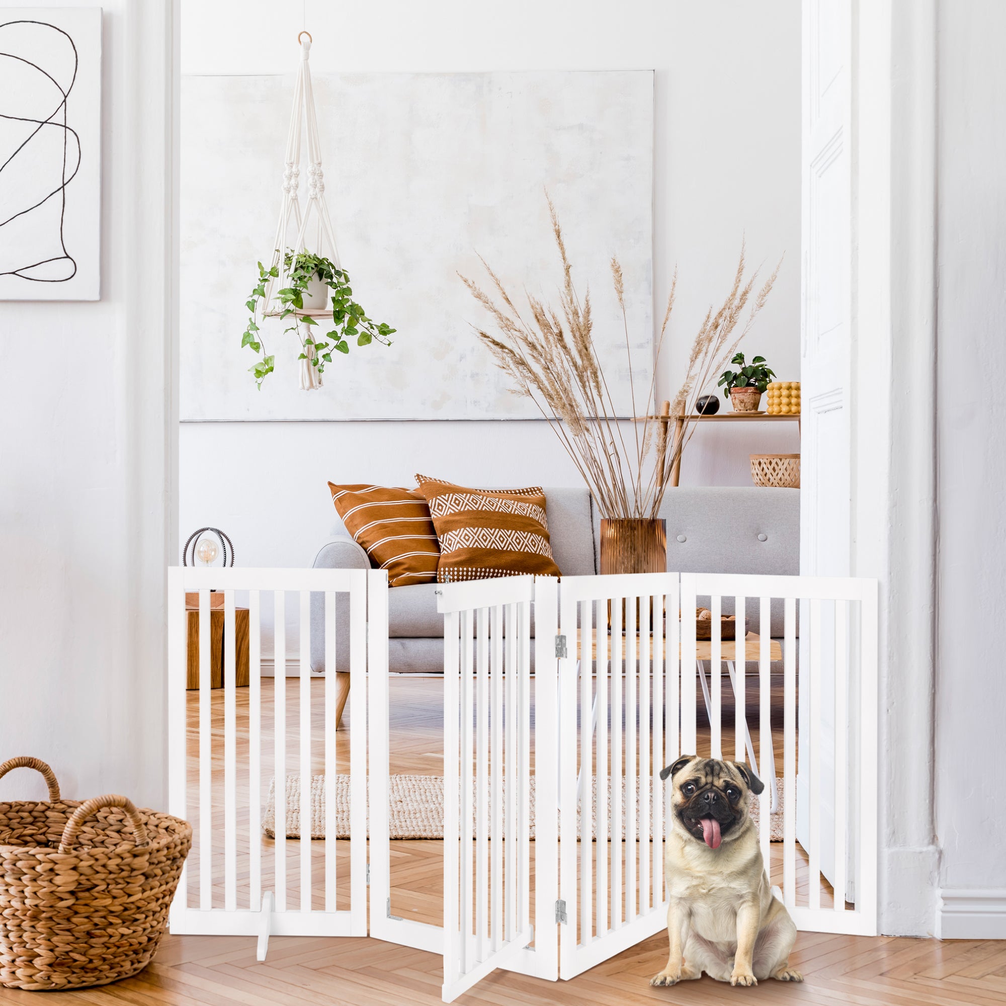 【ペコさま専用•3点セット•新品未使用】 PEARLY GATES サイズ4 31.5in 4-Panel Freestanding Wooden Pet Gate w/ Door, Support Feet