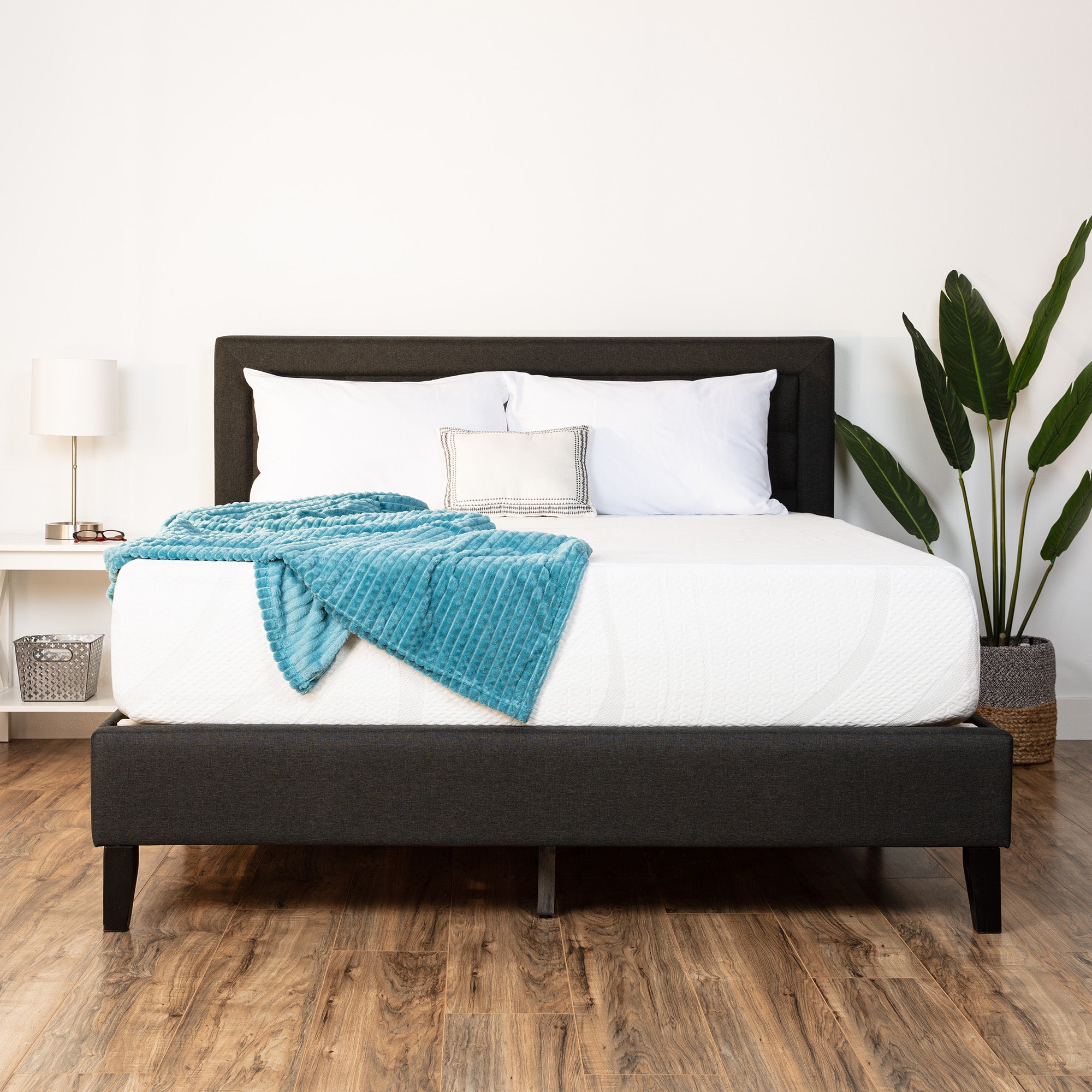 マットレス USA 12in Medium-Firm Green Tea & Charcoal Gel Memory Foam Mattress