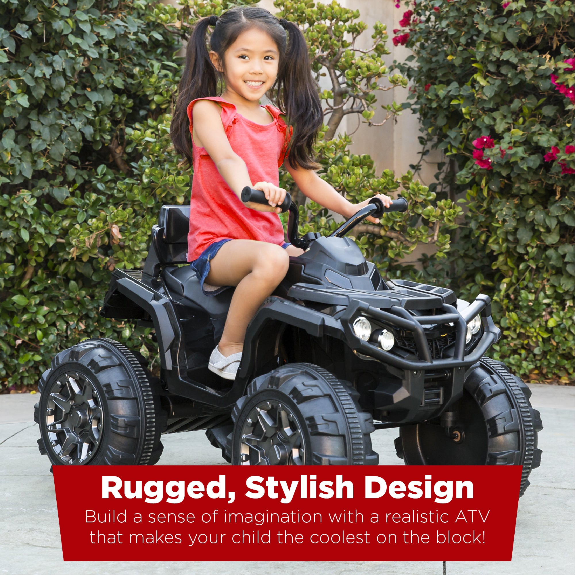 12V Kids Ride-On 4-Wheeler Quad ATV Car w/ 3.7mph Max, Bluetooth, Headlights