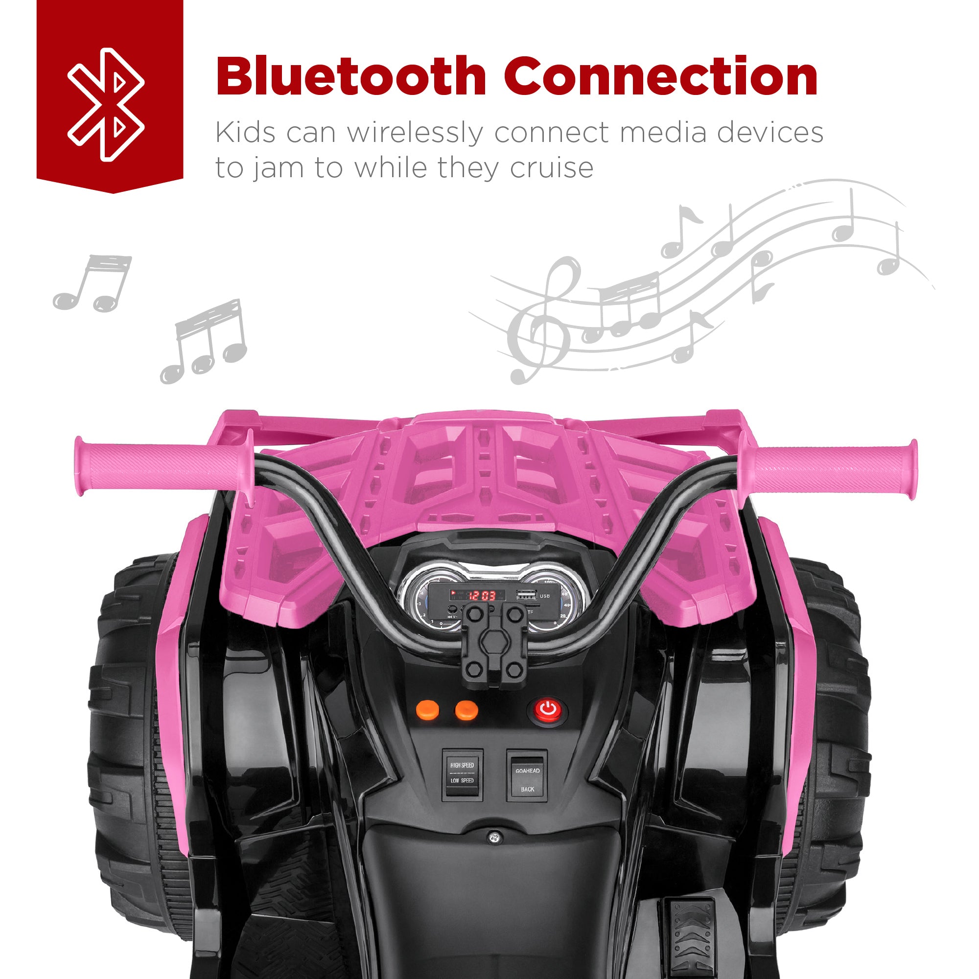 12V Kids Ride-On 4-Wheeler Quad ATV Car w/ 3.7mph Max, Bluetooth