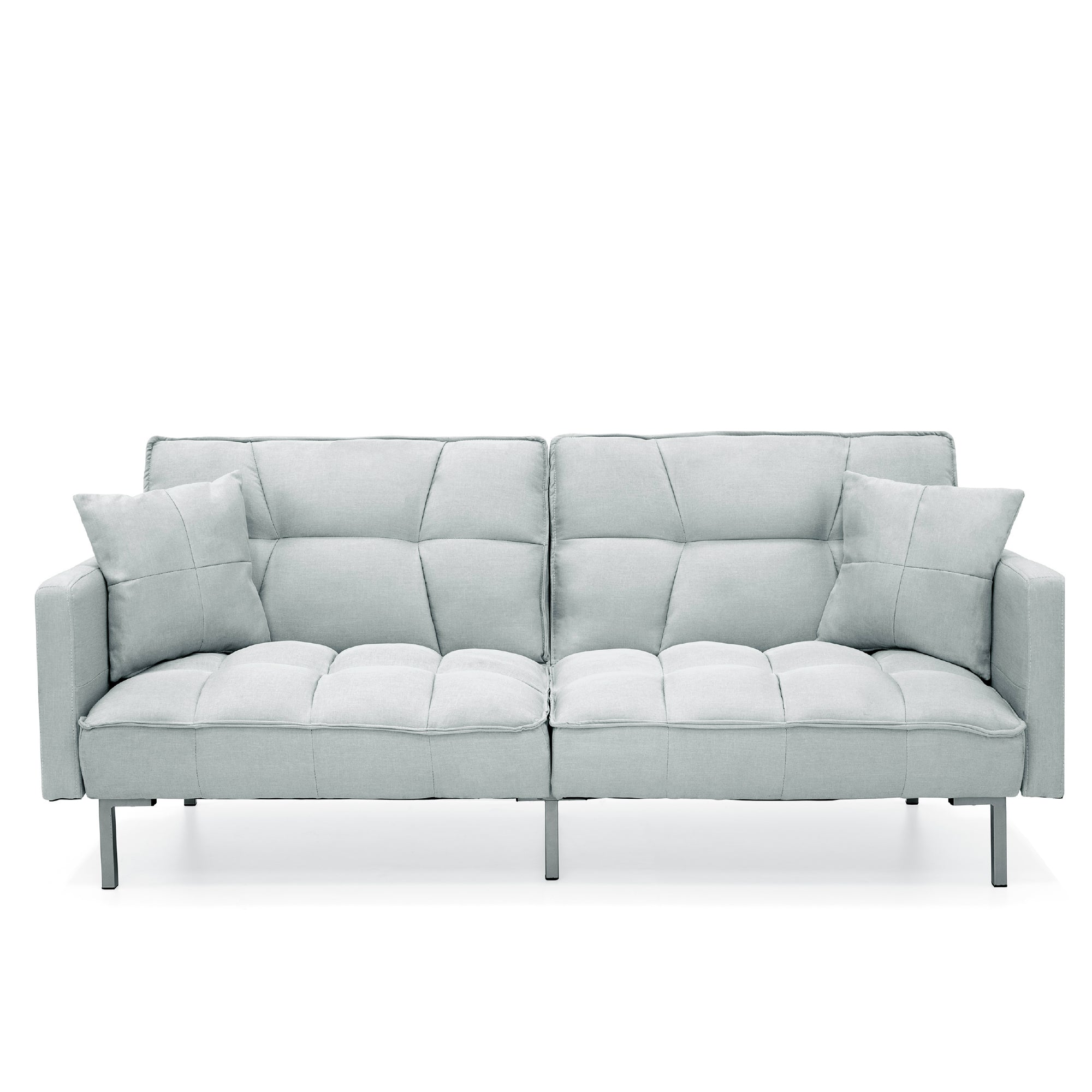 Convertible Linen Tufted Futon with Split-Back Design