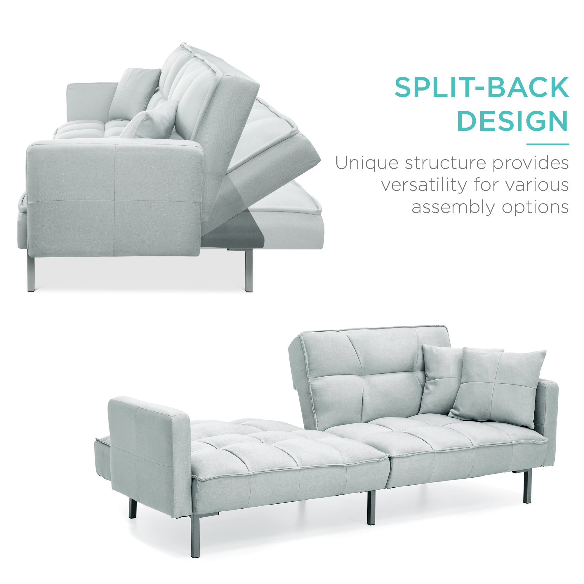Futon Split Back Best Choice Products Convertible - Split-Back Design ...