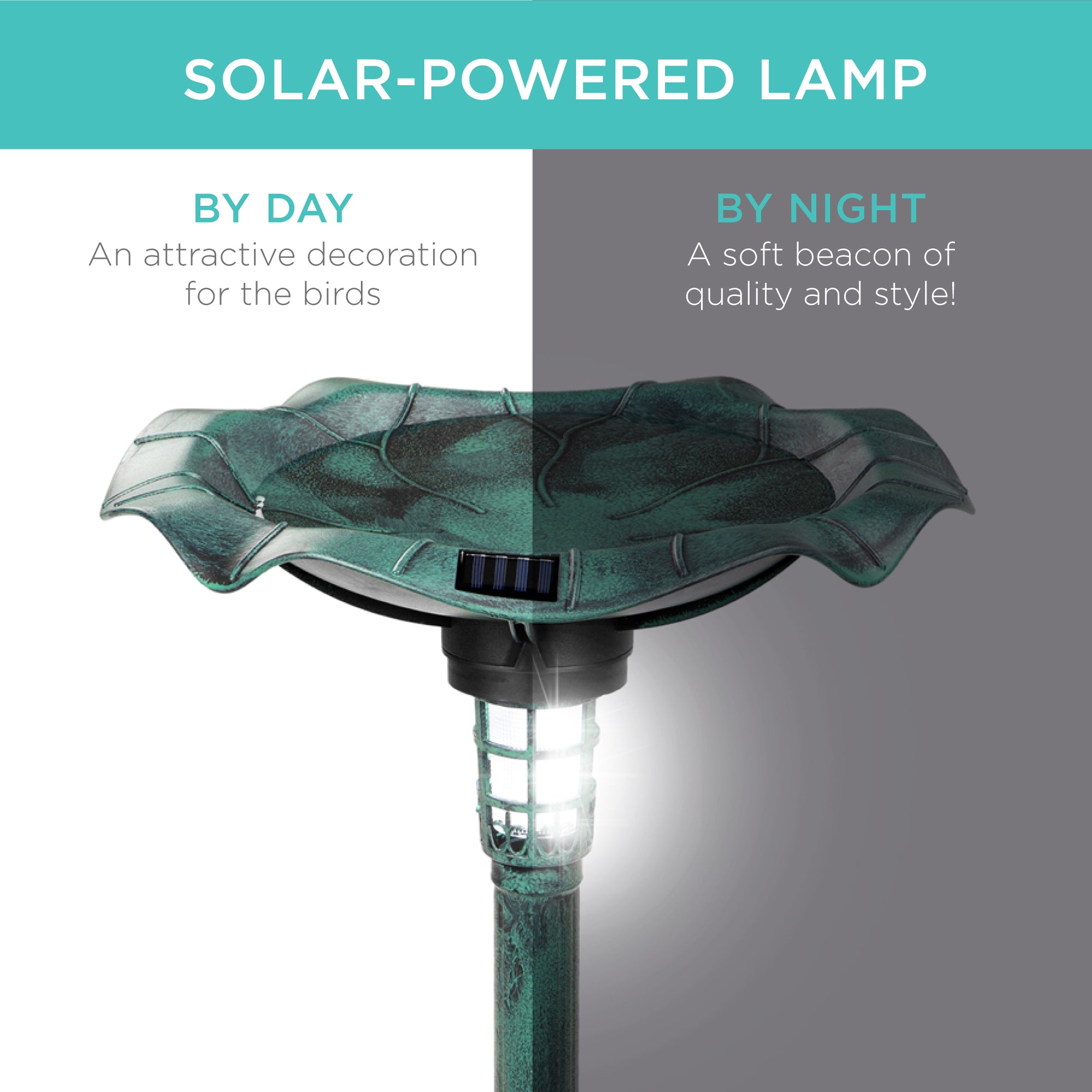 Solar Lighted Bird Bath w/ Planter