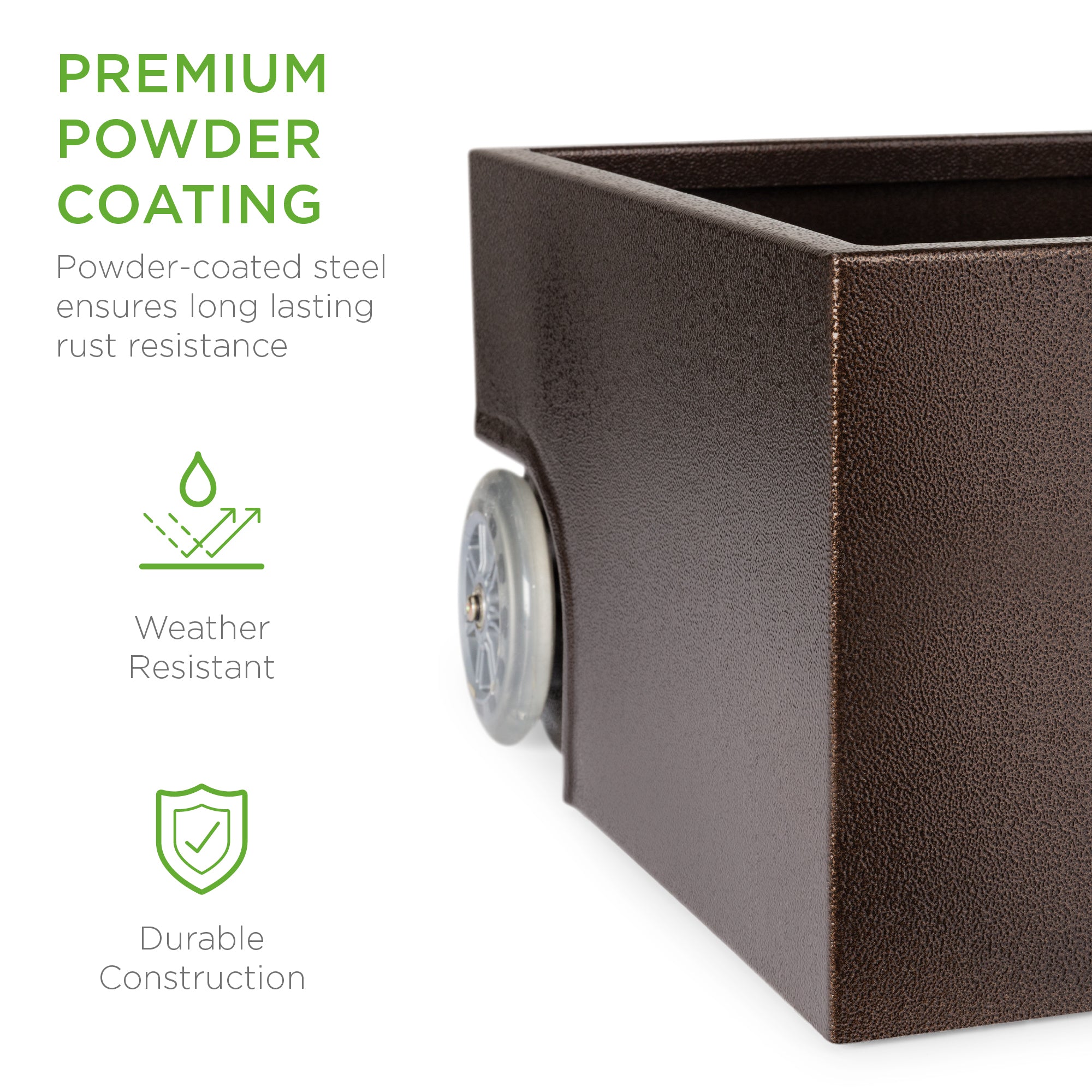 Portable Steel Umbrella Base Stand Up to 150 lbs w/ Fillable Planter, Wheels