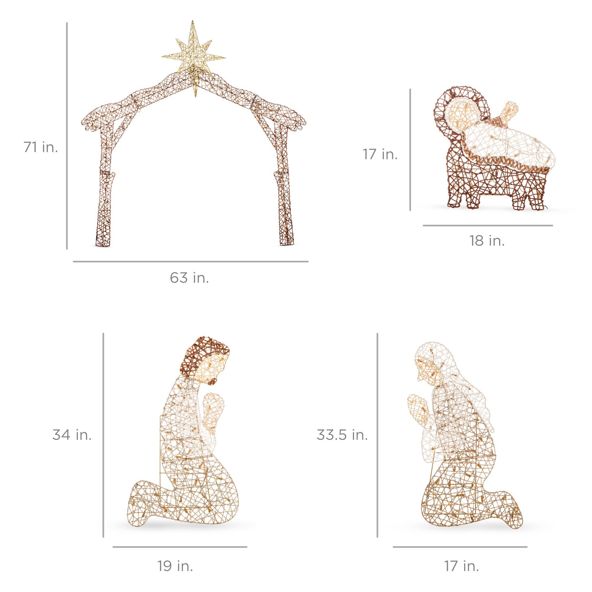 Best Choice Products 8-Piece Pre-Lit Christmas Nativity Scene