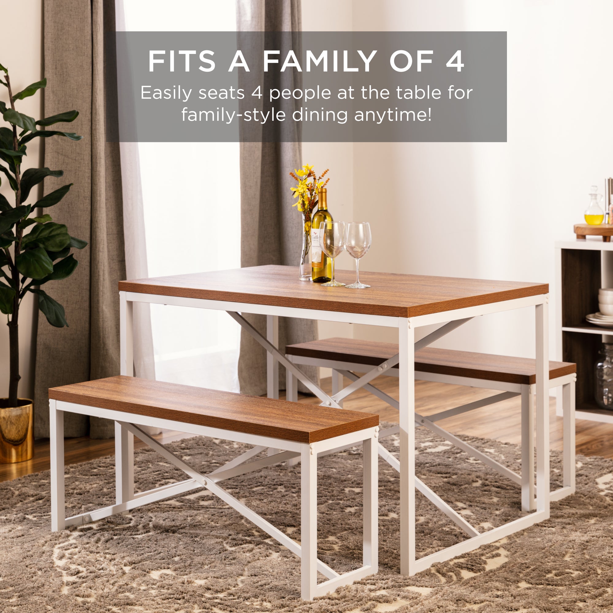 3-Piece Bench Style Dining Furniture Set - Thumbnail 5