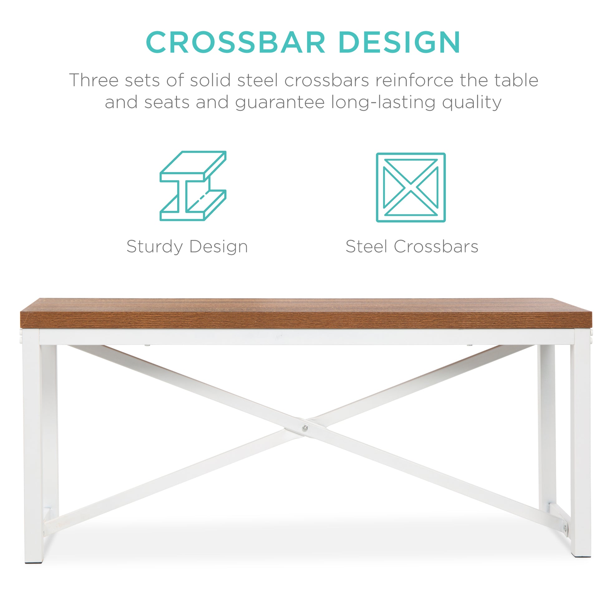 3-Piece Bench Style Dining Furniture Set w/ 2 Benches, Table - 45.5in