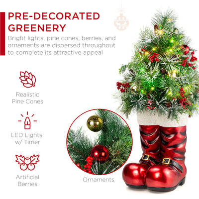 Pre-Lit Artificial Fir Christmas Wreath w/ Red Bow, LED Lights