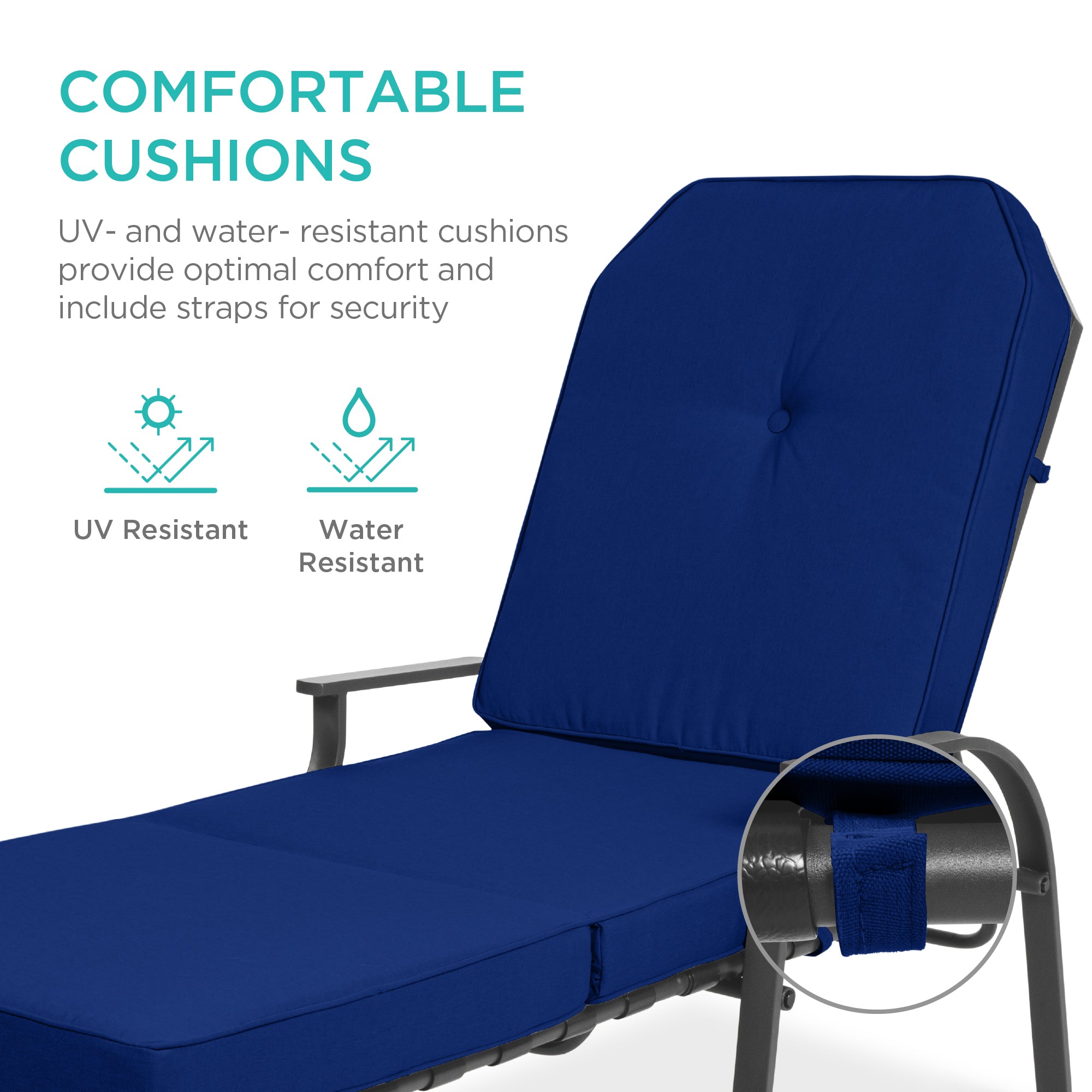 Chaise Lounge Recliner Chair w/ 2 Cushions
