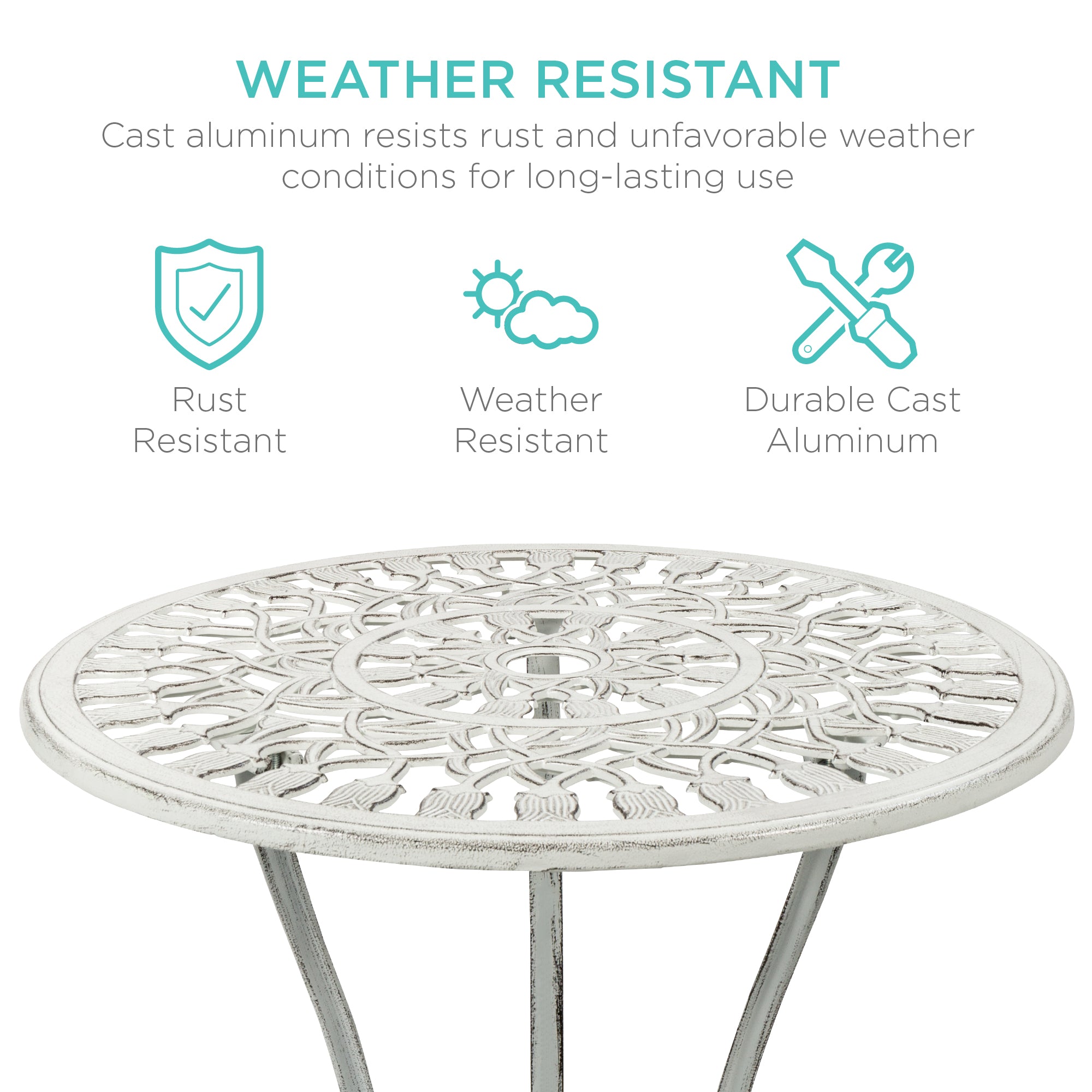 3-Piece Cast Aluminum Patio Bistro Furniture Set