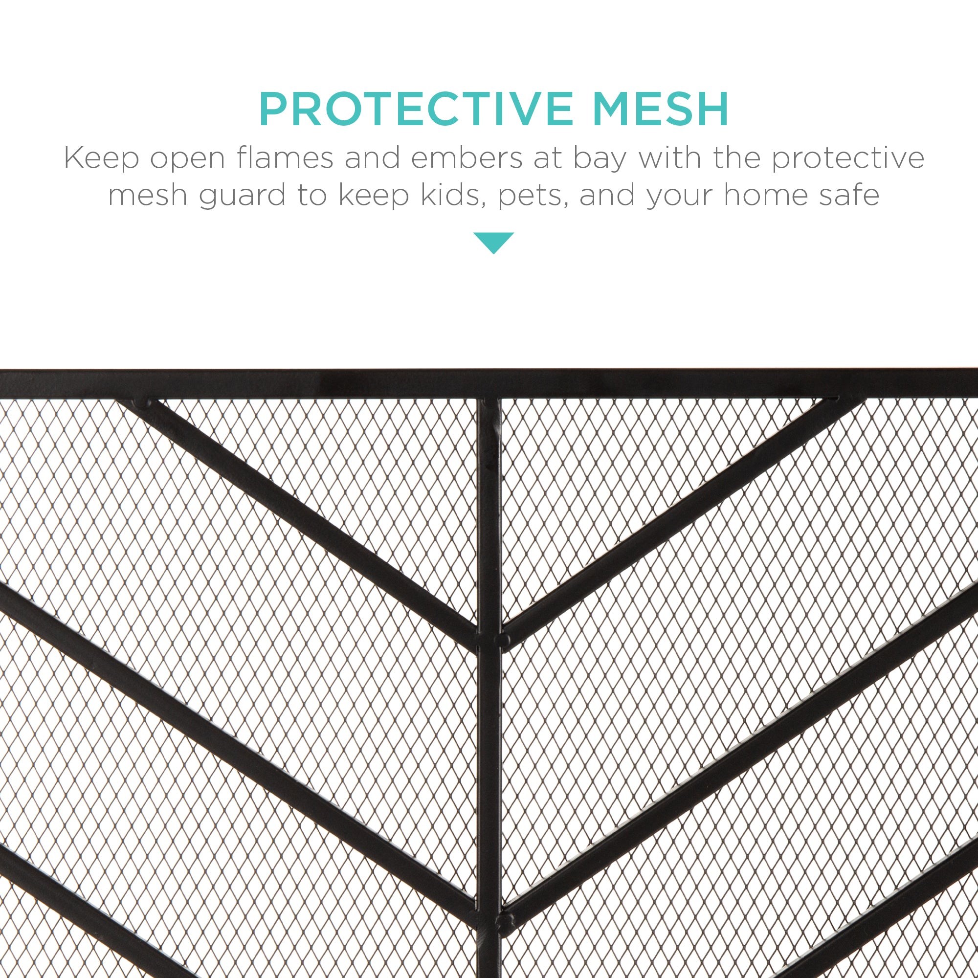 Single Panel Iron Chevron Fireplace Screen w/ Antique Finish - 38x31in