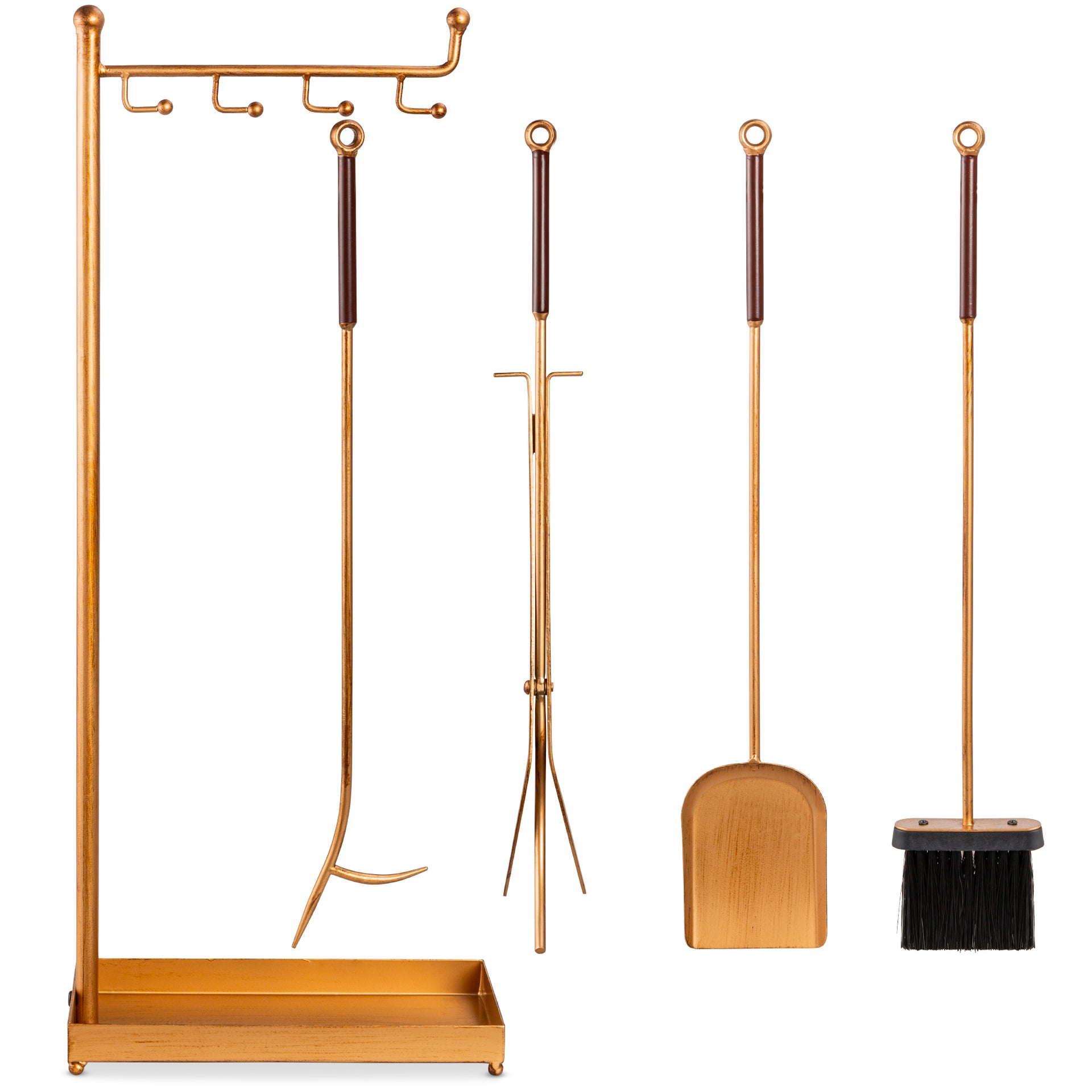5 Piece Modern Contemporary Indoor Outdoor Fireplace Antique Tool Set