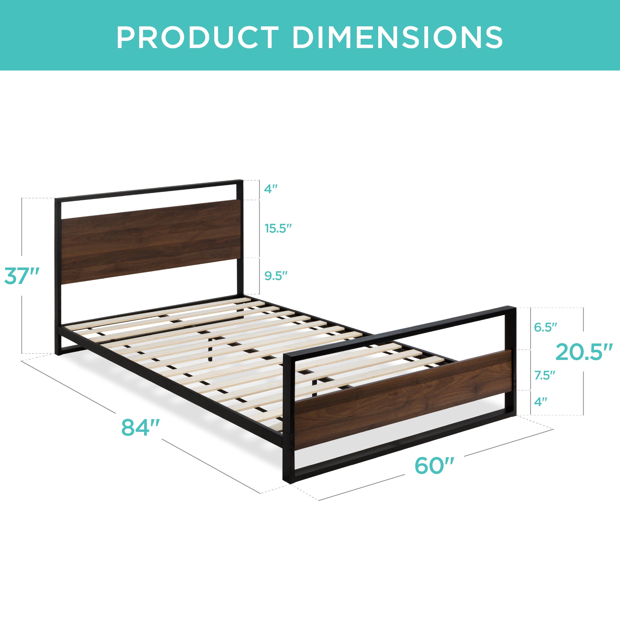 Zinus Suzanne Ironline Metal and Wood Platform Bed Frame with
