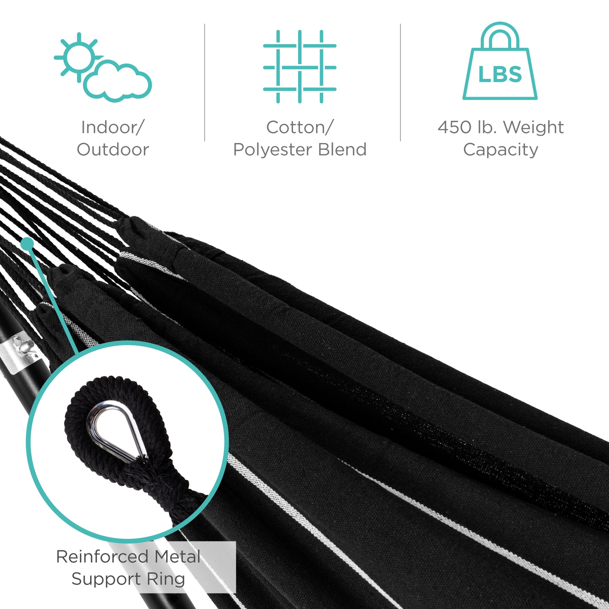 2-Person Brazilian-Style Double Hammock w/ Carrying Bag and Steel Stand