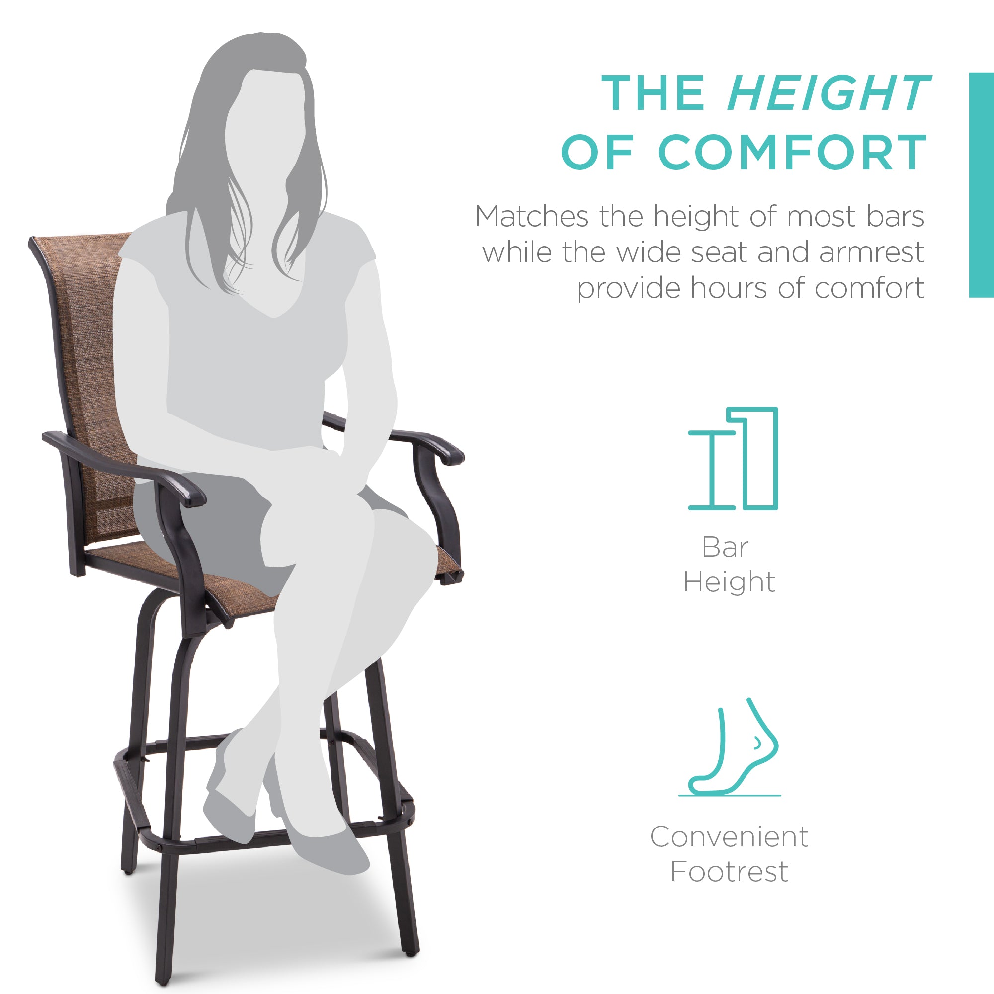 Set of 2 Swivel Barstools w/ 360 Rotation, All-Weather Mesh