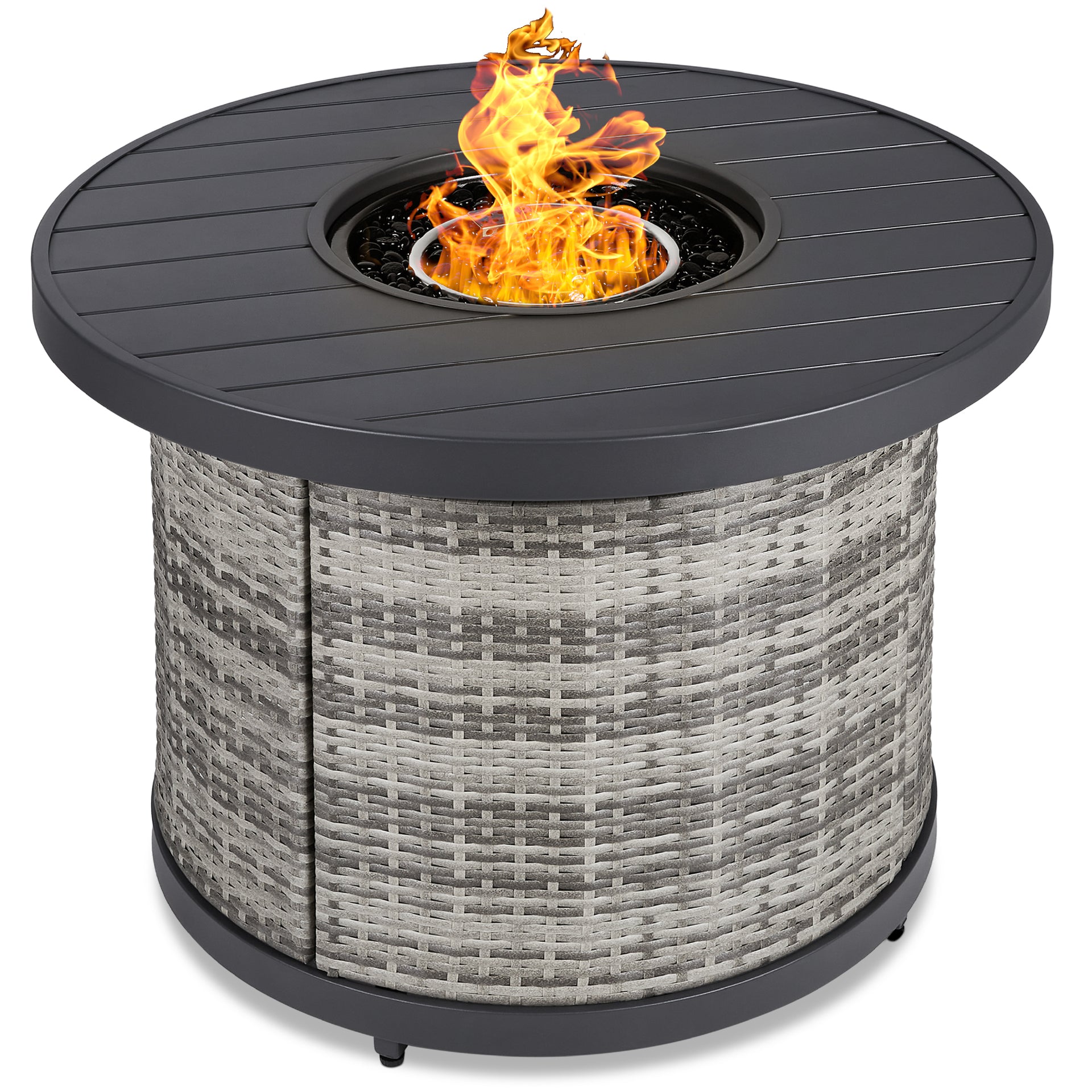 Round Fire Pit Table, 50,000 BTU Outdoor Wicker Firepit w/ Cover - 32i –  Best Choice Products