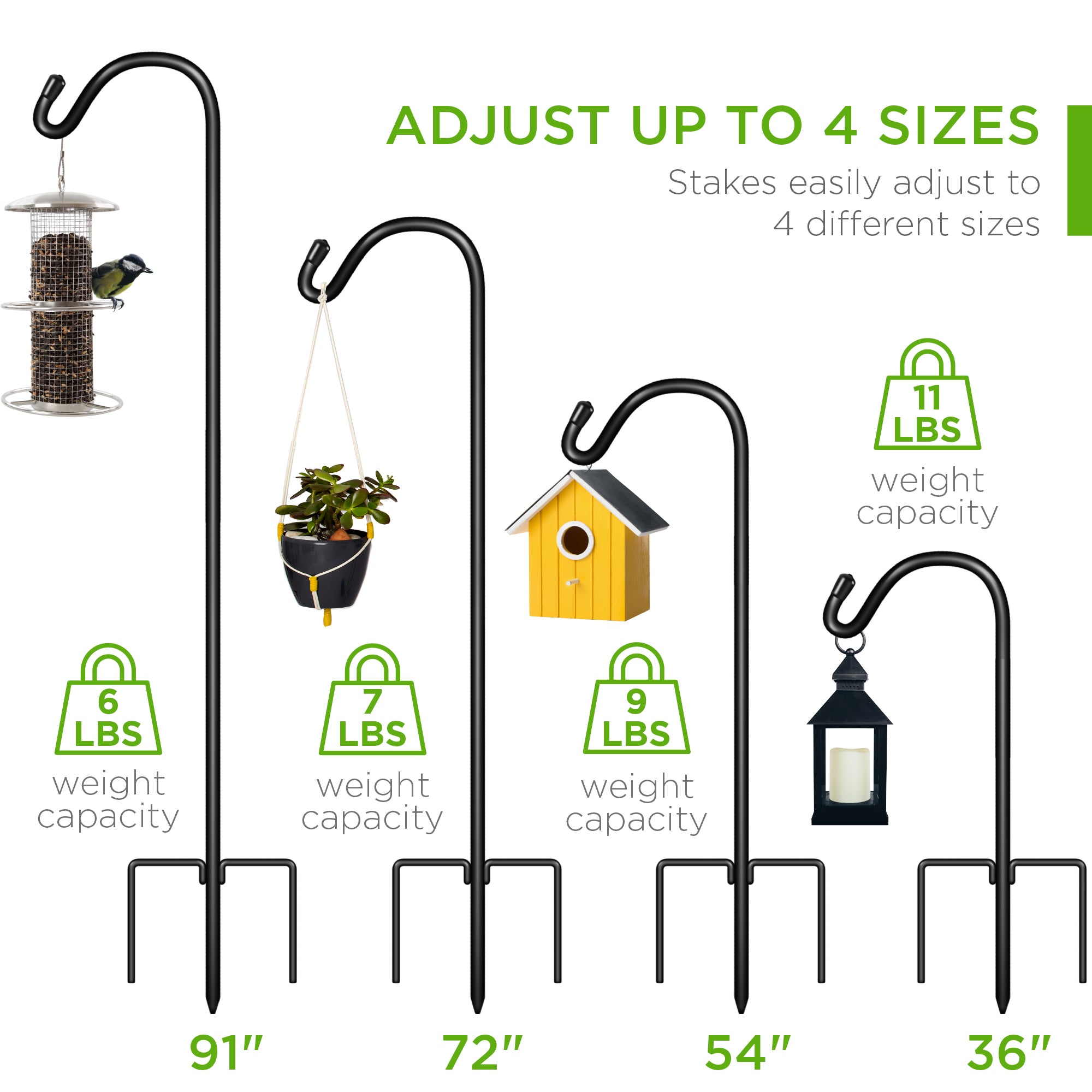 Set of 2 Shepherd Hooks Outdoor Garden Hooks w/ 3-Prong Base - 91in – Best  Choice Products