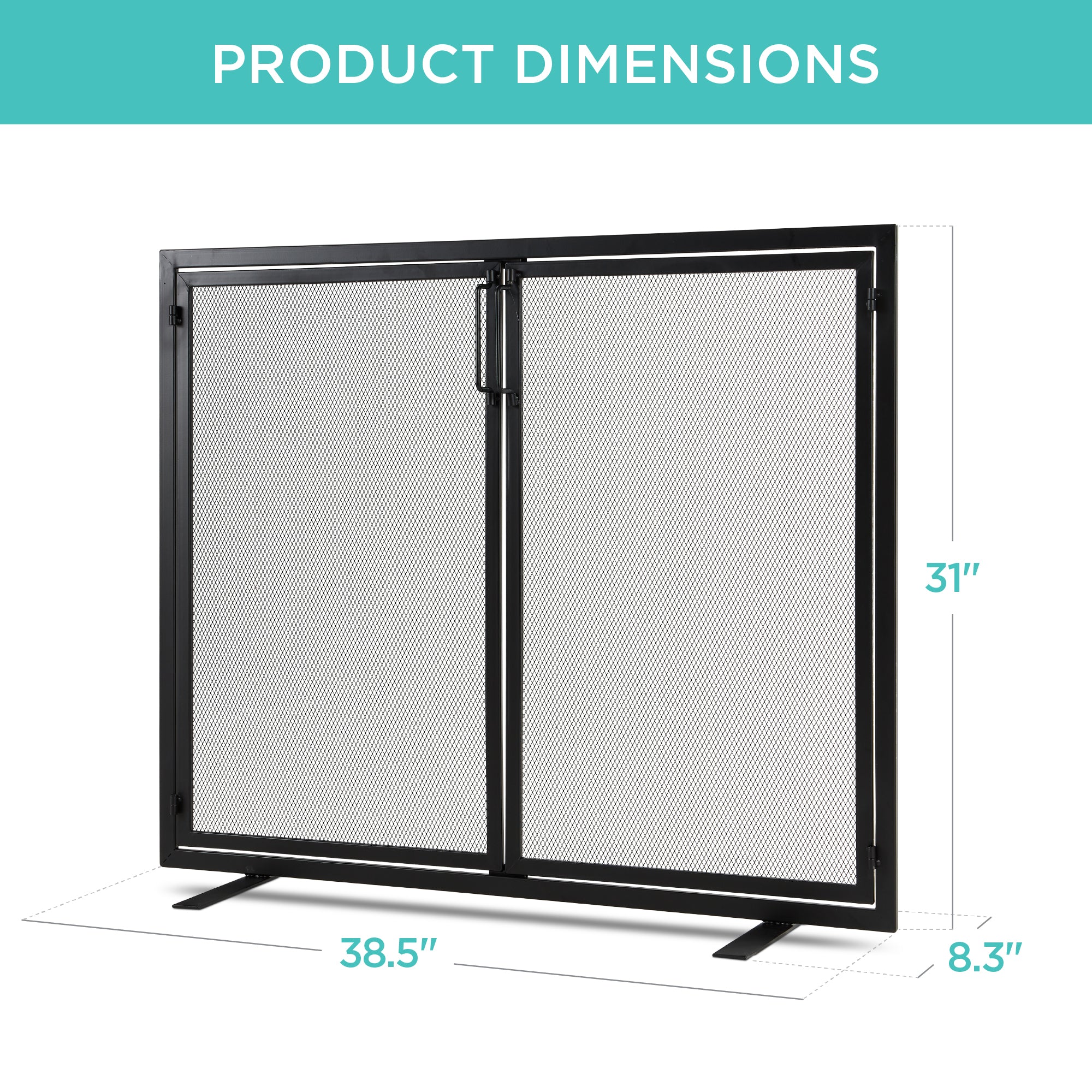 2-Door Wrought Iron Fireplace Screen - Thumbnail 2