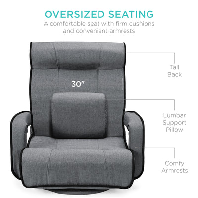 Oversized Swivel Gaming Floor Chair w/ Armrest, Adjustable