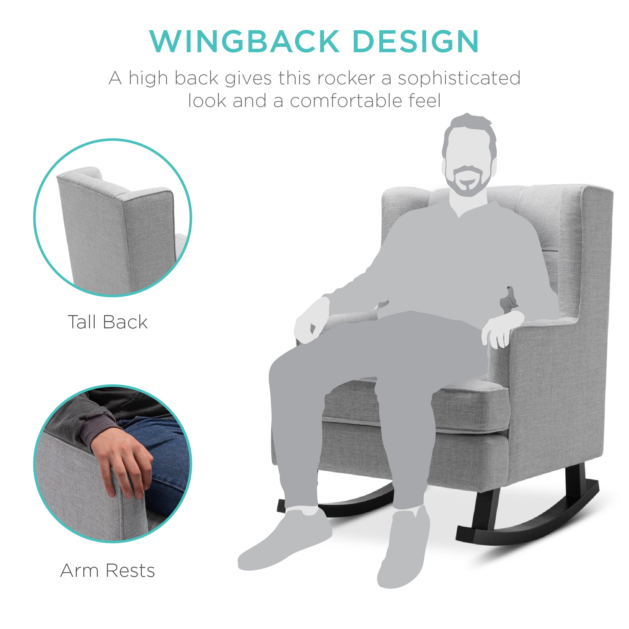 Tufted Upholstered Wingback Rocking Chair – Best Choice Products