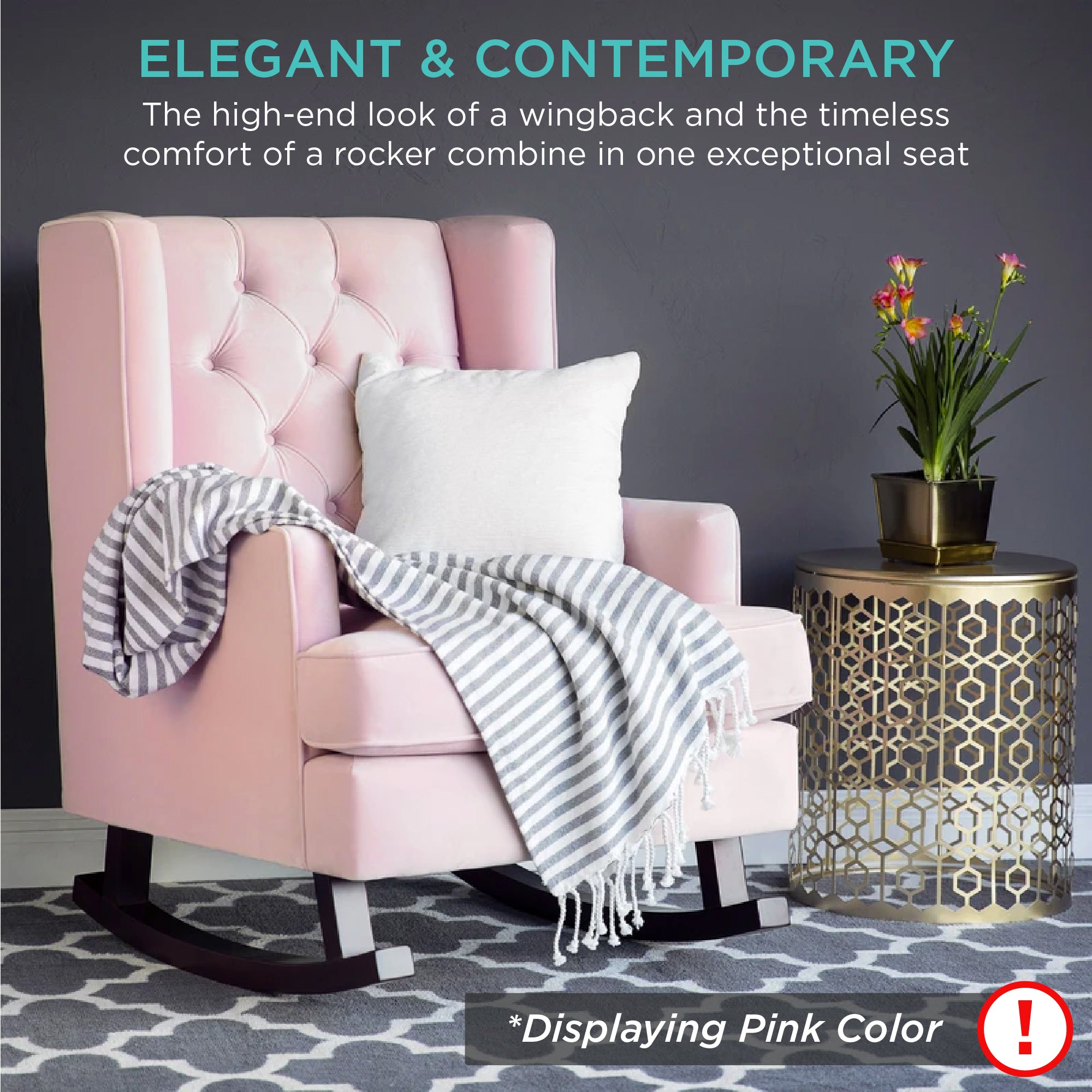 Tufted Upholstered Wingback Rocking Chair – Best Choice Products